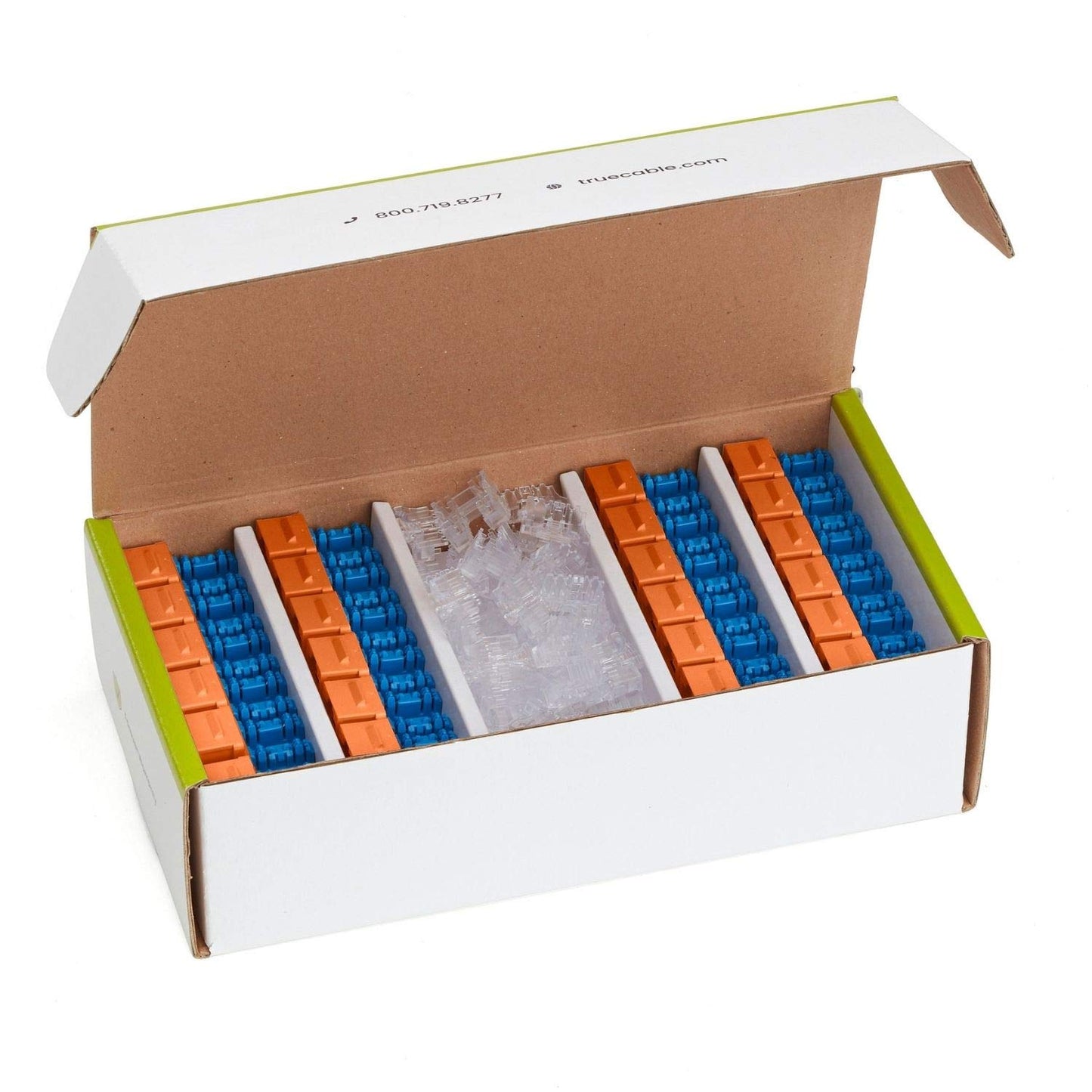 trueCABLE Cat5e Keystone Jack, Unshielded (UTP), 90 Degree Punch-Down, PoE++ (4PPoE) 100W, UL Listed, ETL Verified, ANSI/TIA Certified, Modular RJ45 Female, Orange, 48 Pack