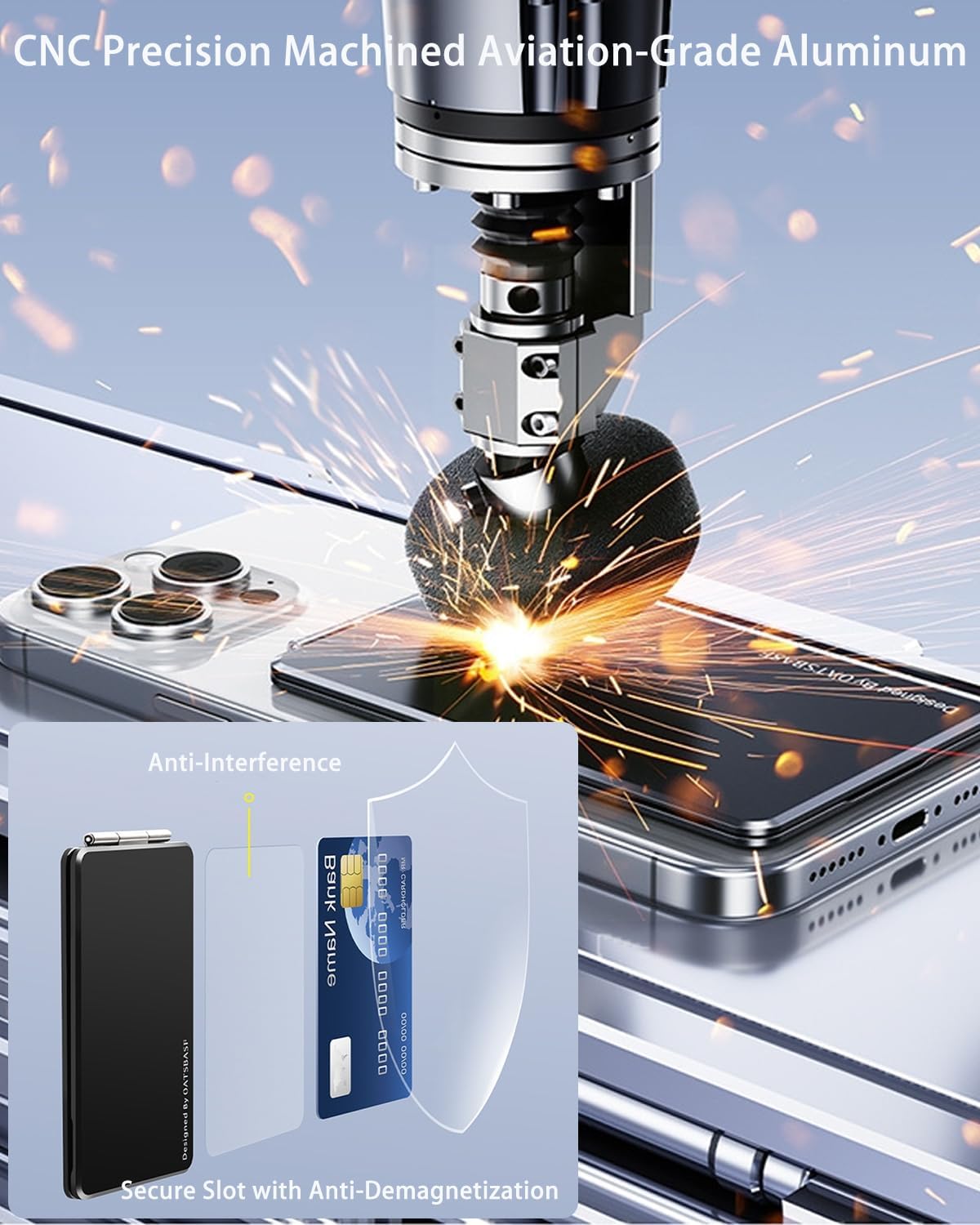 magsafe Phone Stand Tri-Fold Phone Credit Card Holder – Premium Aluminum Alloy, Adjustable Viewing Angles, Portable Phone Holder for iPhone 16 Pro Max 15 14 13 12 Plus