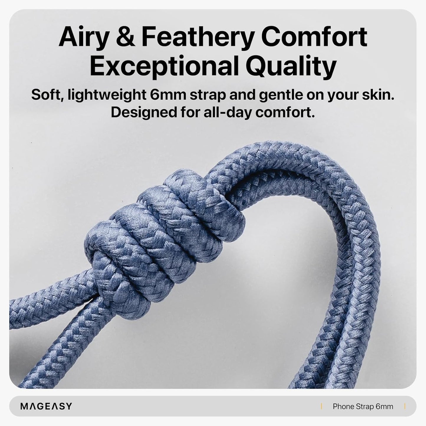 MAGEASY Universal Cell Phone Lanyard - Anti-Theft Rope Crossbody Phone Strap for iPhone 16 Pro Max & Most Smartphones, for Men & Women | 6mm Misty Gray