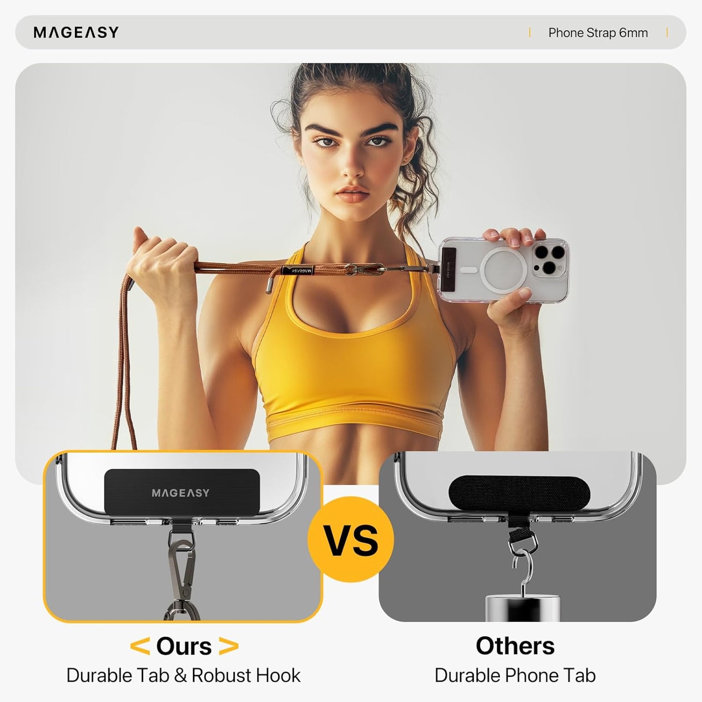 MAGEASY Universal Cell Phone Lanyard - Anti-Theft Rope Crossbody Phone Strap for iPhone 16 Pro Max & Most Smartphones, for Men & Women | 6mm Riverside Blue