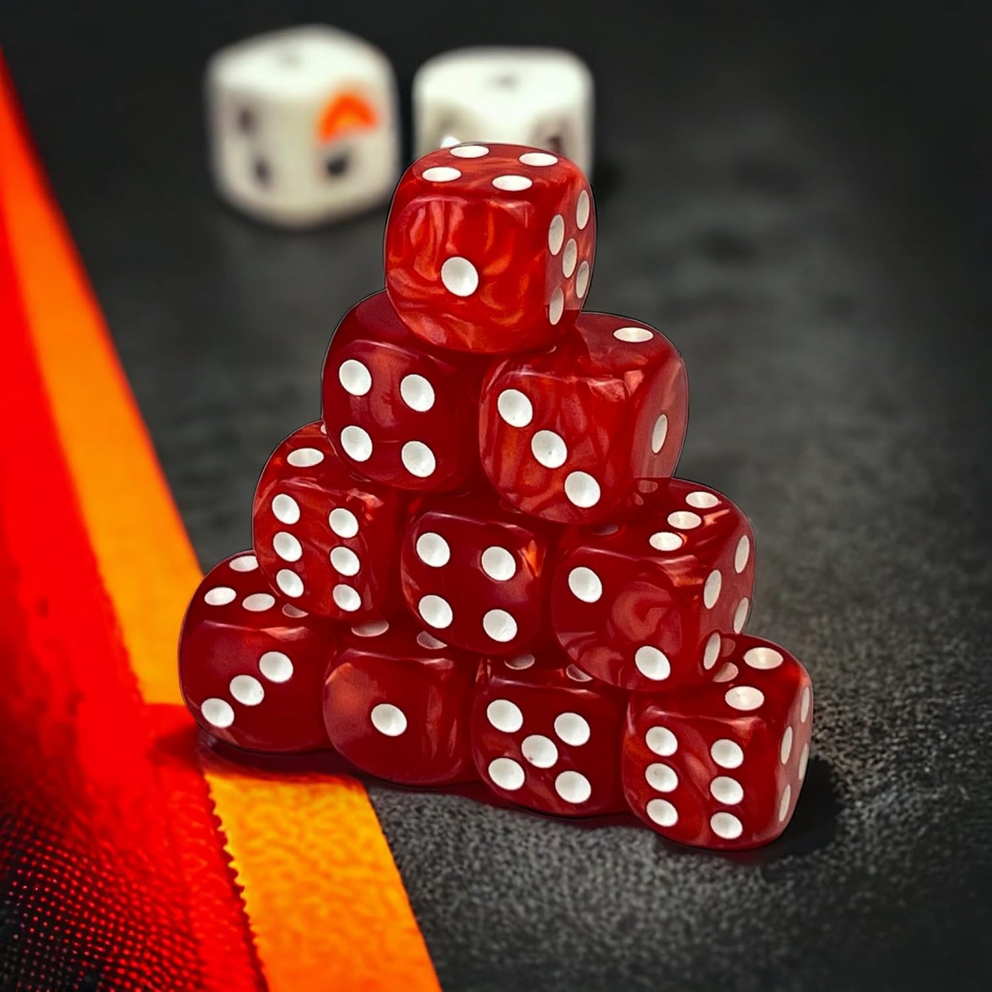 Luck Lab 10 Piece D6 Dice Pack - Acrylic Dice for RPG MTG DND Table Games and Board Games (Red Pearl)