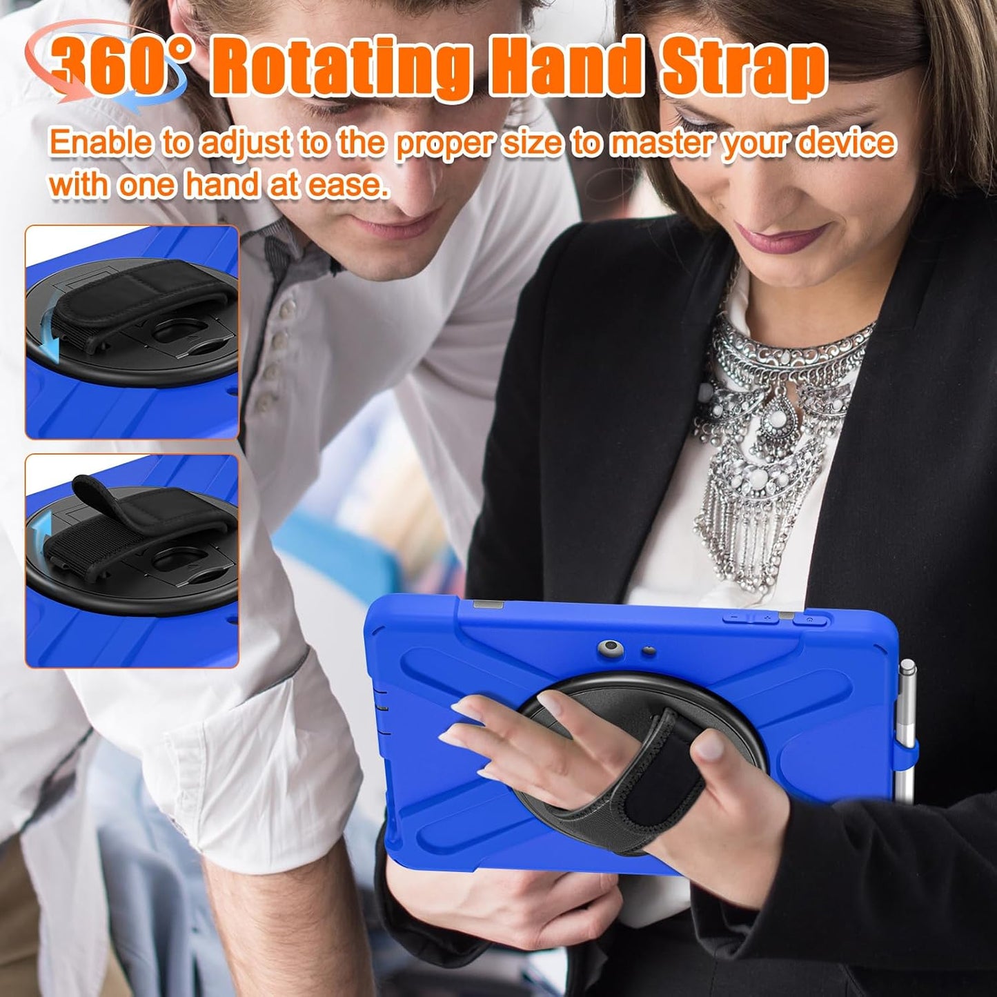 ZenRich Rugged Case for Surface Go 4 (2023)/Surface Go 3 (2021)/ Surface Go 2 (2020), Surface Go (2018) with Pen Holder Heavy Duty Shockproof Case with Stand Hand Strap and Shoulder Belt-Blue