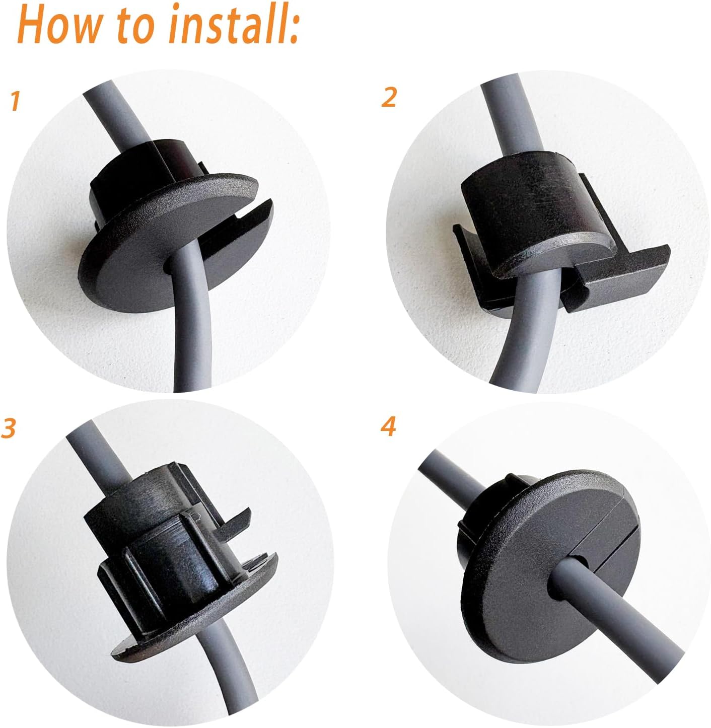 Wall Bushing Grommet for Starlink Dishy Router Ethernet Adapter Cable, Starlink Cable Routing Kit Feed-Through for 1 inch Wall Hole and Furnitures Wire Hole (Black, 2 Pack)