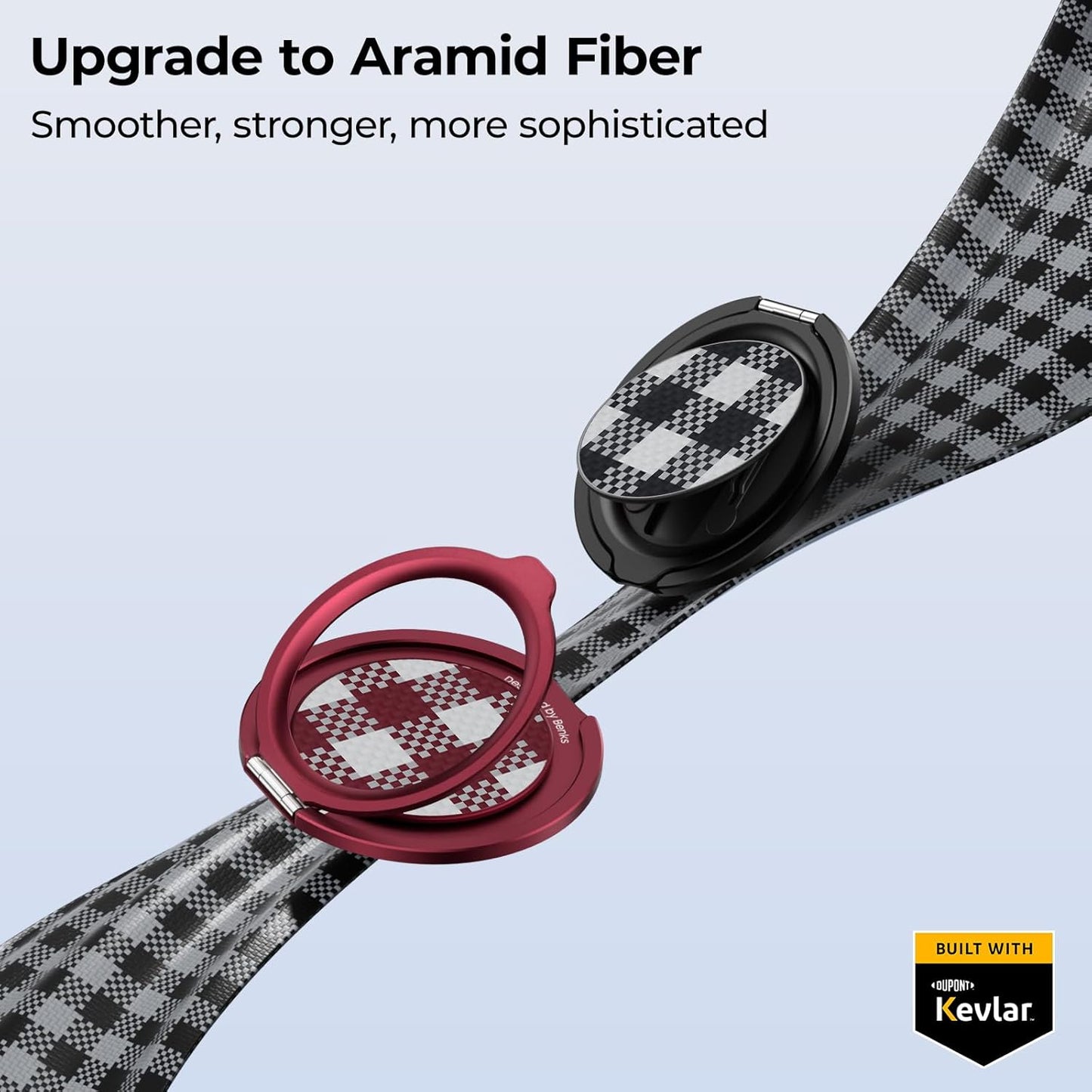 BENKS ArmorPop Magnetic Phone Grip & Stand for MagSafe, 360° Rotation Adjustable Phone Ring Holder for iPhone 17/16/15/14/13/12 Series, Durable Kevlar Design