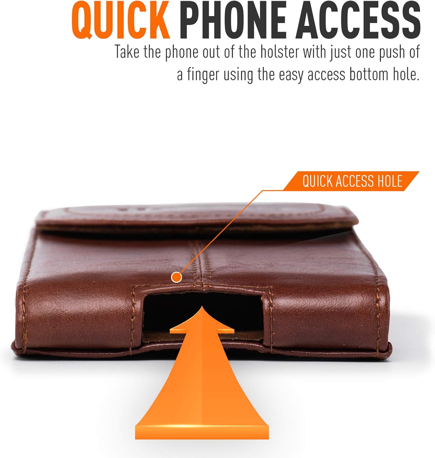 Hengwin Genuine Leather Cell Phone Holster Belt Case with Belt Clip Vertical Phone Holder Fits for iPhone 17 Pro Max 16 Pro Max 15 Plus Samsung Galaxy A55 Note9 S25+ S23+ Holster Belt Pouch (Brown)