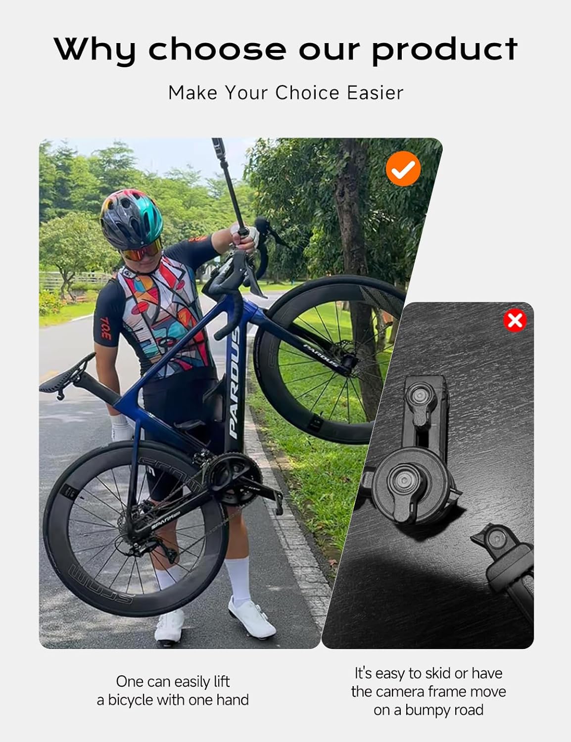 Movmax Super Camera Clamp Mount Compatible with GoPro Max Hero, DJI Osmo 360 Action 5 Pro 4 3, Insta 360 X4 X5, Camera Mount Clamp, Action Camera Accessories for Round Tube E-Bike/Bicycle/Motorcycle.