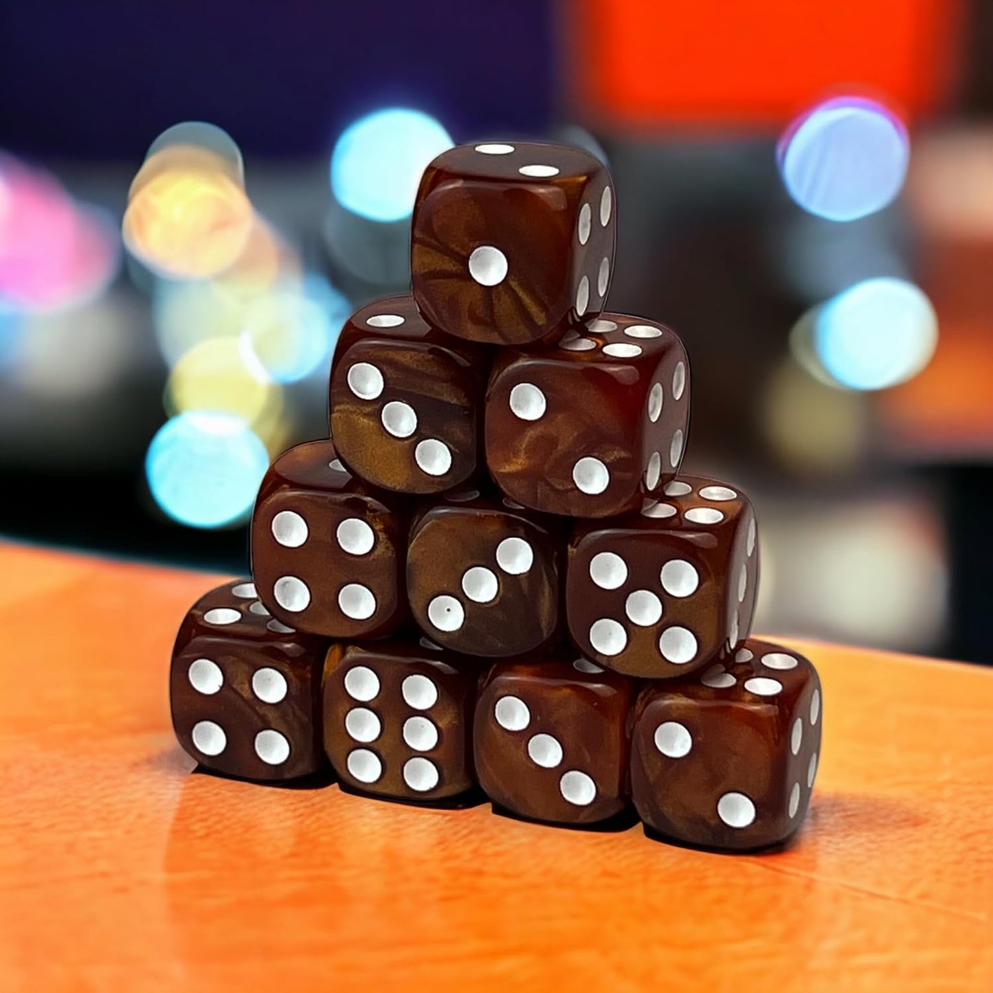 Luck Lab 10 Piece D6 Dice Pack - Acrylic Dice for RPG MTG DND Dice Table Games and Board Games (Brown Pearl)