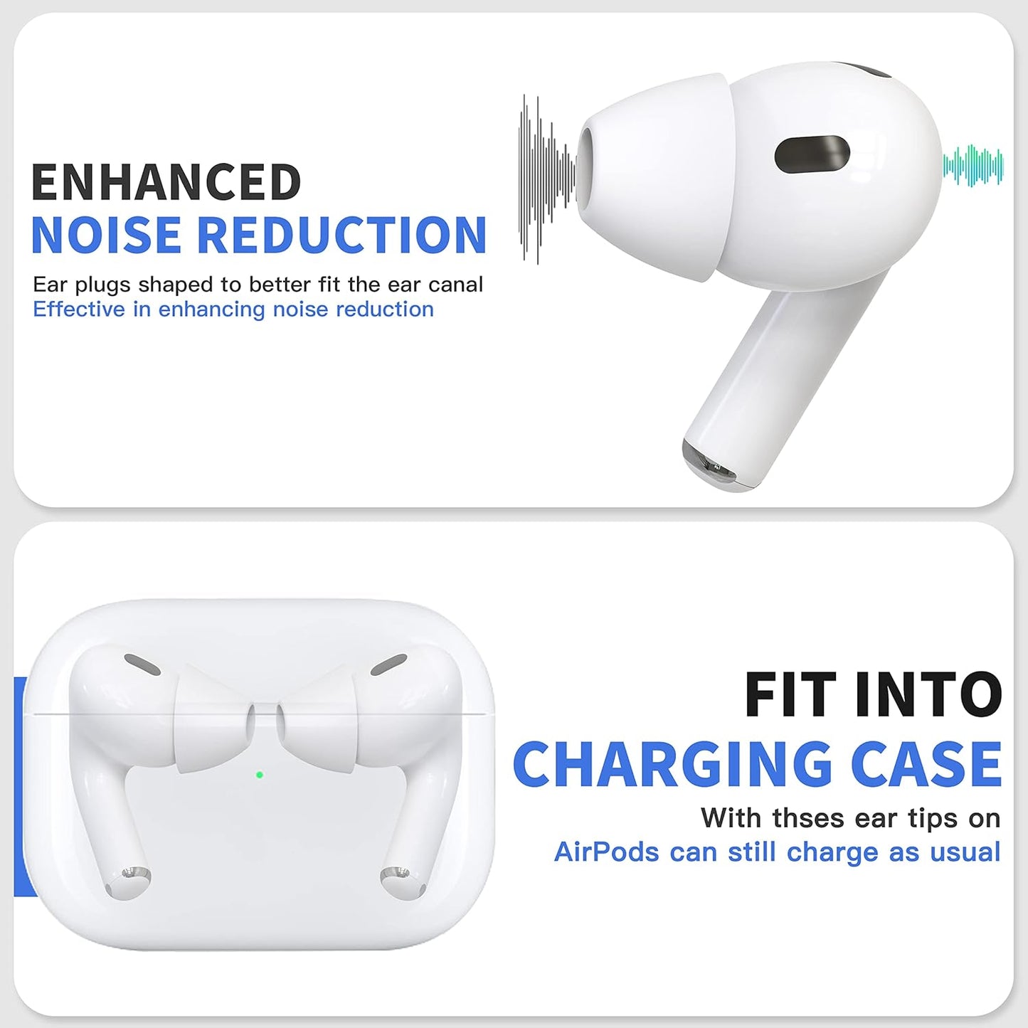 4 Pairs Ear Tips for AirPods Pro 1 & 2 [Relief Pain] [Fit in Case] Noise Cancellation Add Grip Sport Earbuds [US Patent Registered] (Extra Small)