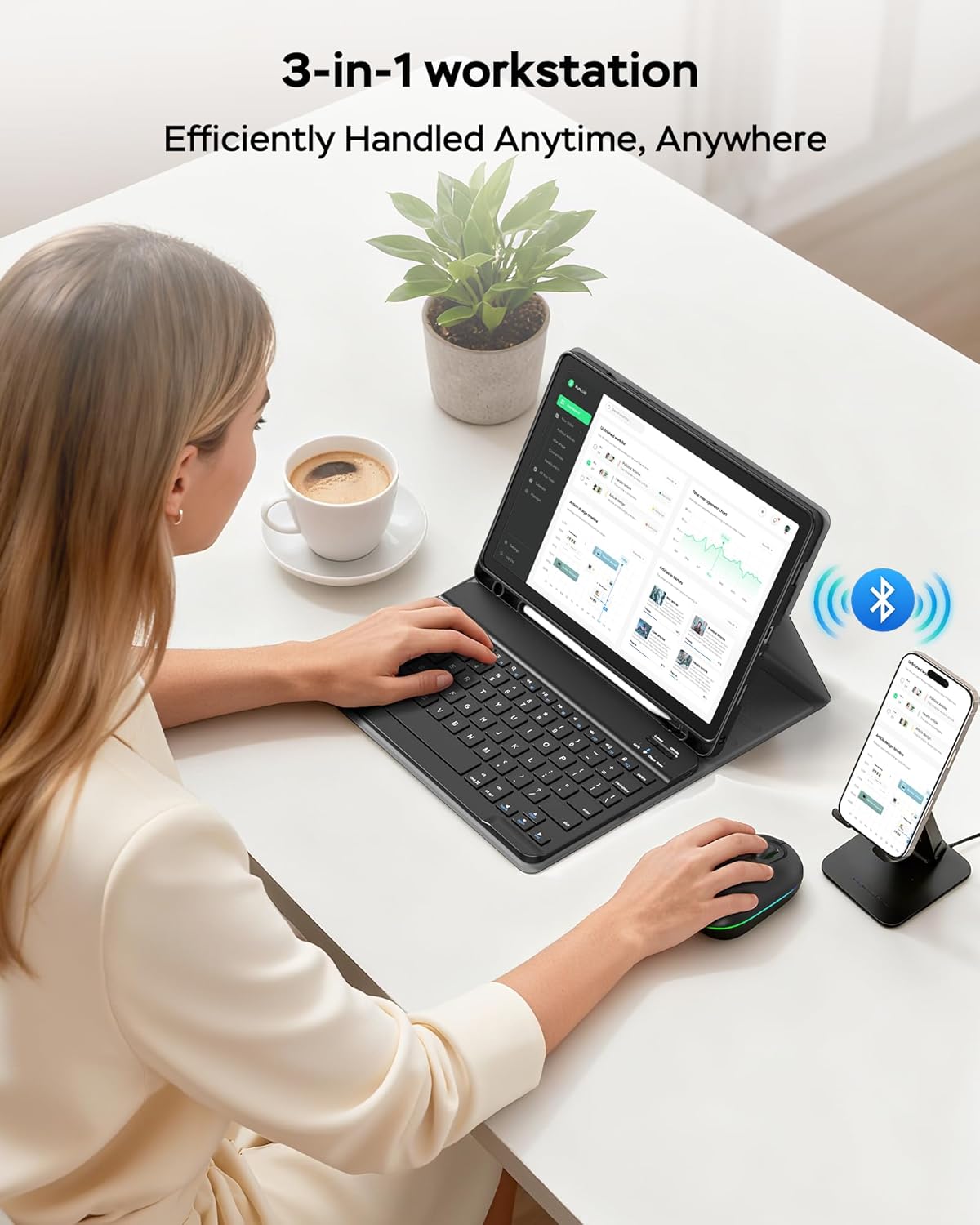 for Samsung Galaxy Tab A9 Plus 11 inch Case with Keyboard, Backlit Mouse and Detachable Magnetic Keyboard, Multi-Angle Stand Folio Slim Cover with S Pen Holder for Tablet A9+ 2023, Black