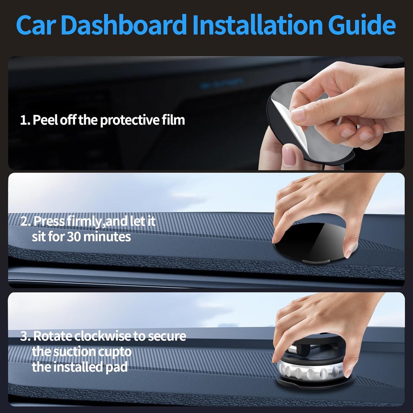 Vacuum Suction Magnetic Phone Holder, 2025 Upgraded Foldable Retractable Magnet Suction Cup Phone Mount for Car, 360° Adjustable Magnetic Phone Stand for Cars/Gyms/Mirrors/Smooth Surface