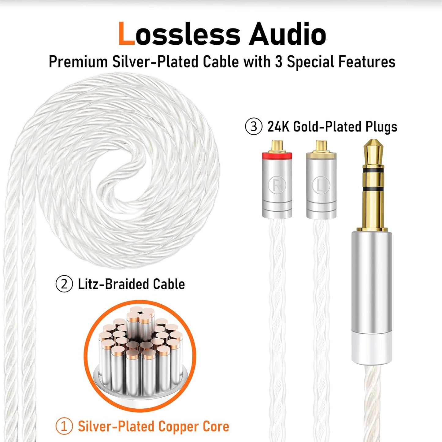 Vibes 202 Wired Earbuds - HiFi in Ear Monitor Headphones – Professional Noise-Isolating Ear Buds - Clear Sound, Deep Bass & Comfort-Fit IEM Earphones - MMCX to 3.5mm, Silver Plated Cord, Carrying Case