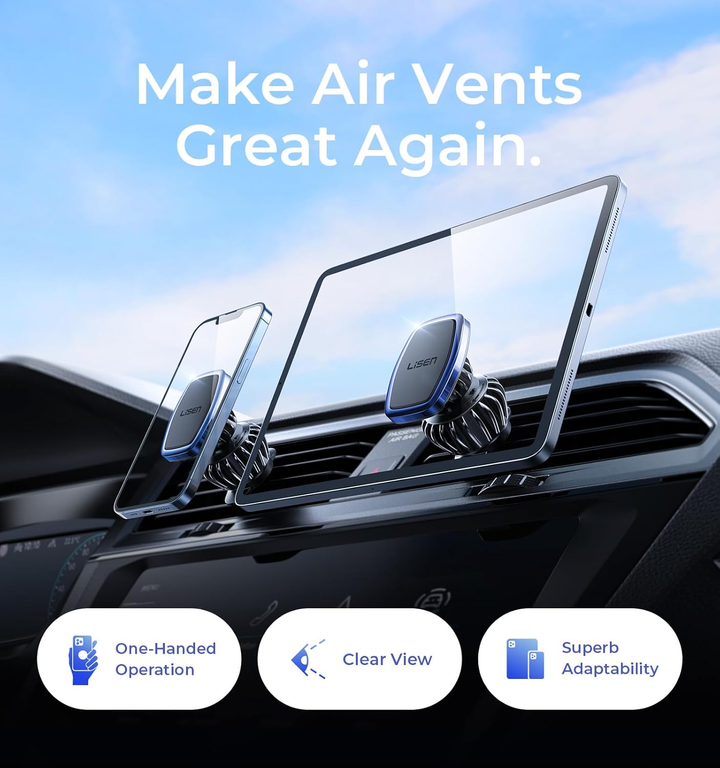 LISEN Magnetic Phone Holder for Car, [Easily Install] Car Phone Holder Mount [6 Strong Magnets] Cell Phone Holder for Car [Case Friendly] iPhone Car Holder Pink 🧲20X Powerful: Pink LV633