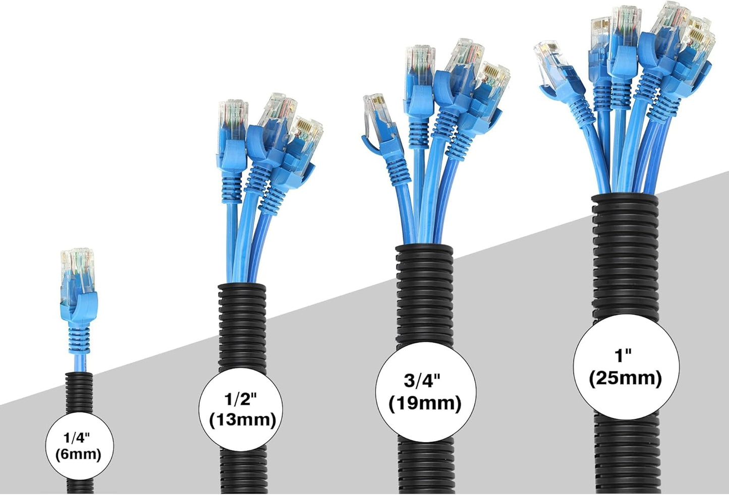 CrocSee 25ft - 1/4 inch Flame Retardant Split Wire Loom Tubing with Installation Tool - Flexible Wire Covers Cord Protectors - Black