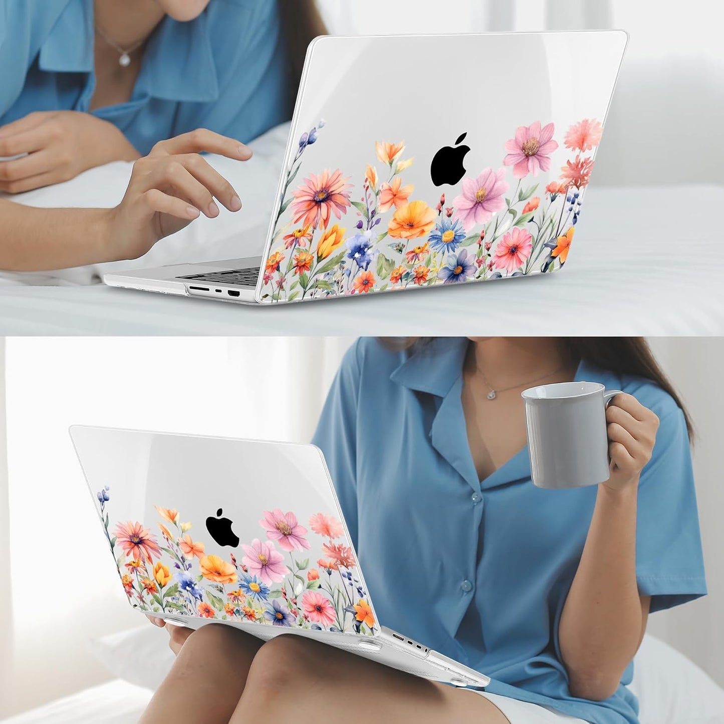 Mektron Case for MacBook Pro 16" M4 A3403 A3186 M3 A2991 M2 A2780 M1 A2485 (2021/2023/2024) Pro/Max with Touch ID, Hard Shell Plastic Laptop Cover Keyboard Cover Screen Protector, Floral P165