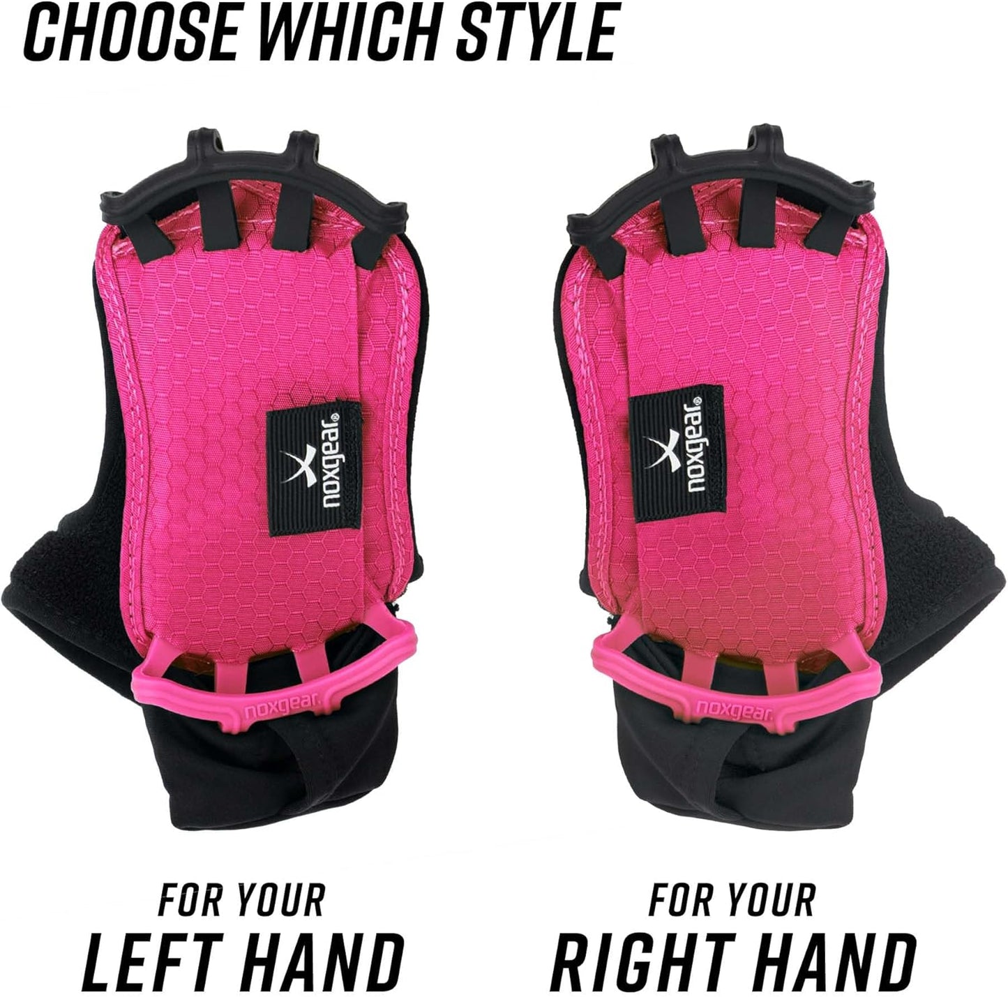 Noxgear Hand Held Phone Holder - Handheld Grip Phone Holder with Key Fob & Card Slot for Running, Jogging & Working Out - Compatible with All Phones - Machine Washable (Raspberry, Right Hand)