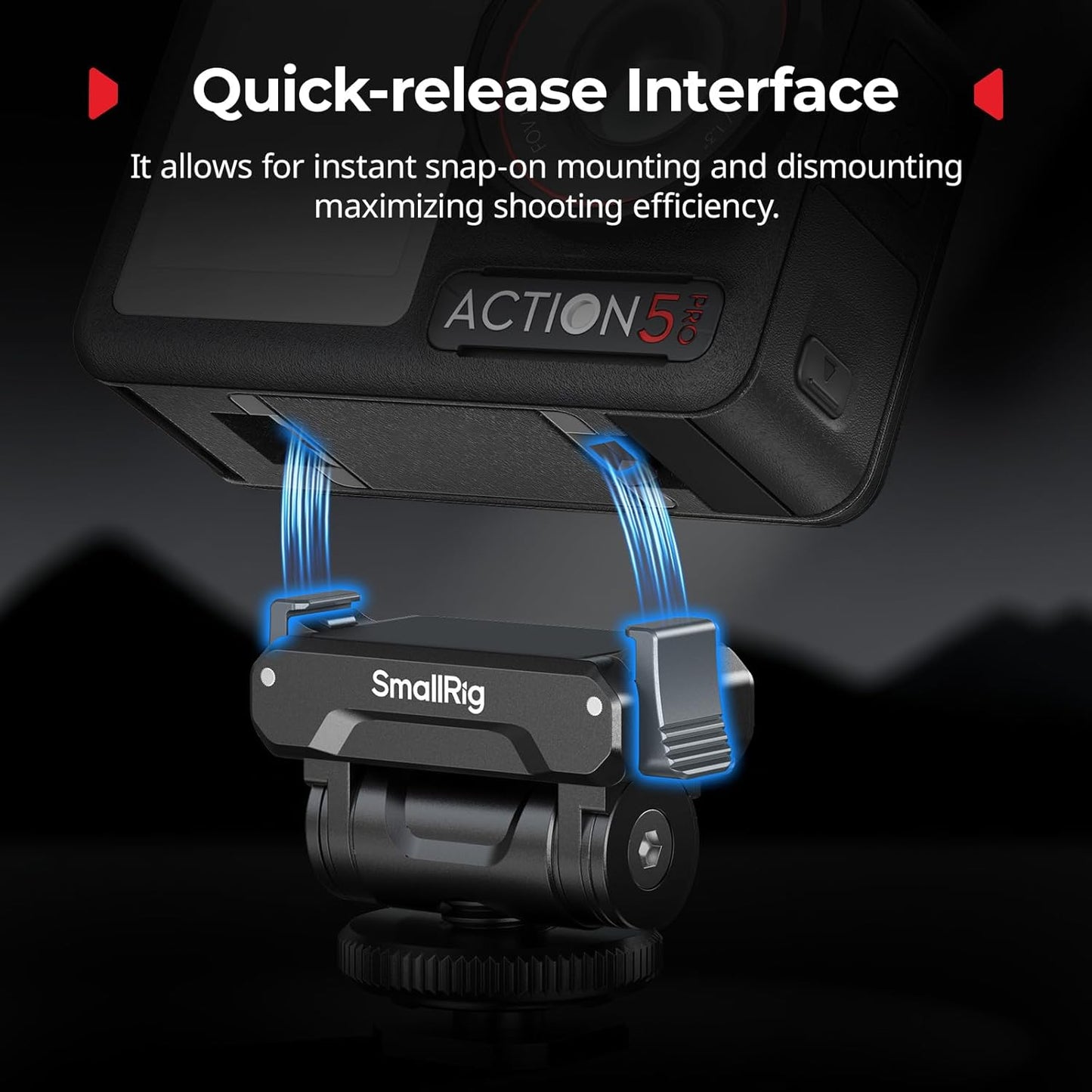 SMALLRIG Cold Shoe Adapter Mount for DJI Osmo 360 / Action 5 Pro / 4 / 3, with Quick Release Mount, 180° Tilt Adjustable - 5436