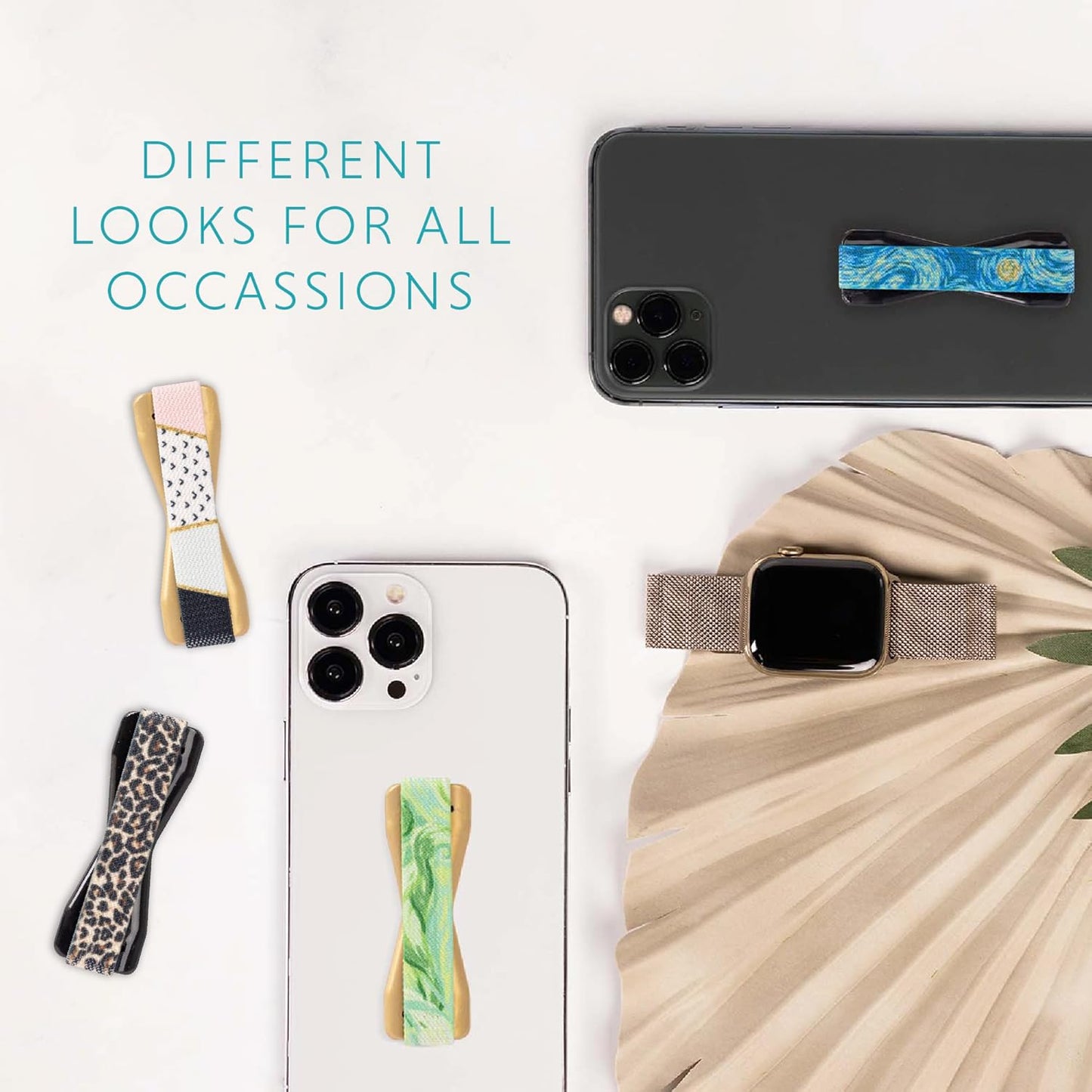 LOVEHANDLE Universal Phone Grip for Smartphones & Mini Tablets - Phone Holder for Hand - Wireless Charging Compatible - Made in The USA - Honeyed Blooms