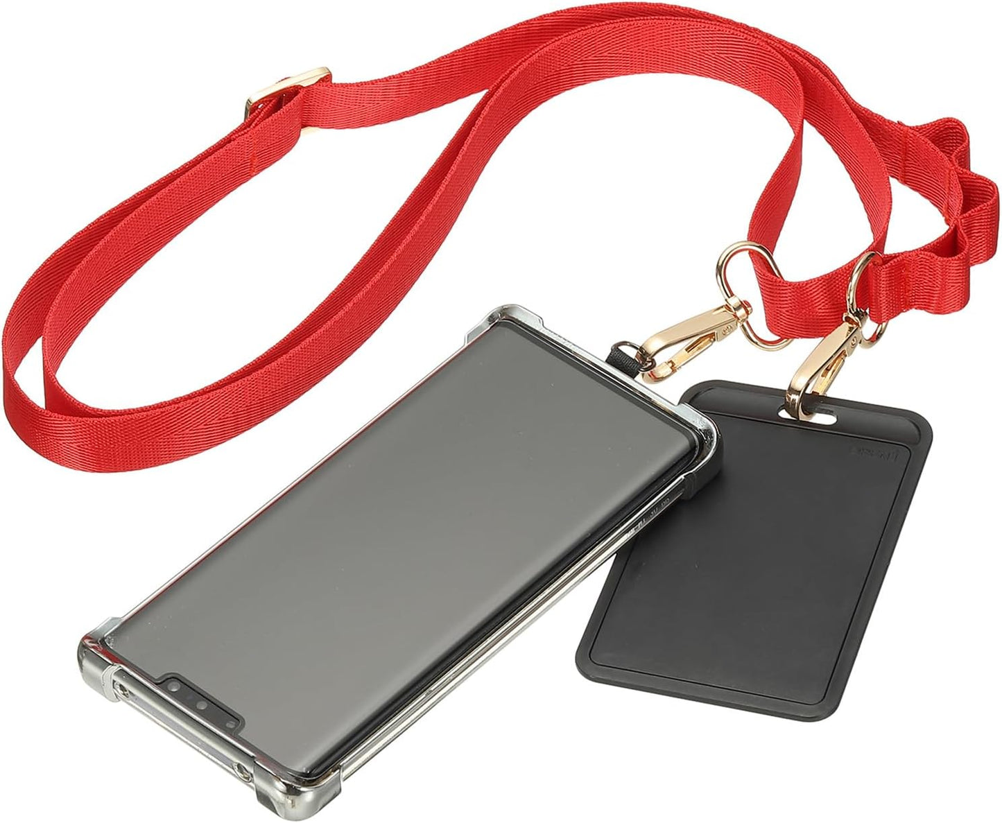 PATIKIL Universal Cell Phone Lanyard, Adjustable Crossbody Phone Strap Anti-Theft Polyester Neck Lanyard with Patches for Concerts Gym Travel Secure Hands-Free Carry, Red