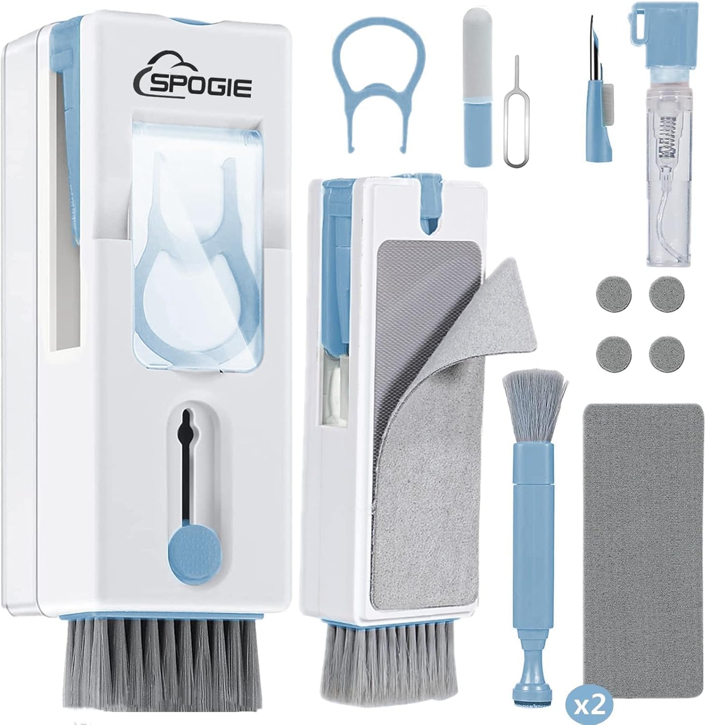 11-in-1 Keyboard Cleaning Kit, Laptop Cleaning Kit Keyboard Brush Cleaner Electronics Cleaner for Cell Phone/Earbuds/Camera Lens/Computer with Multifunctional Cleaning Tool Blue (Light Blue)