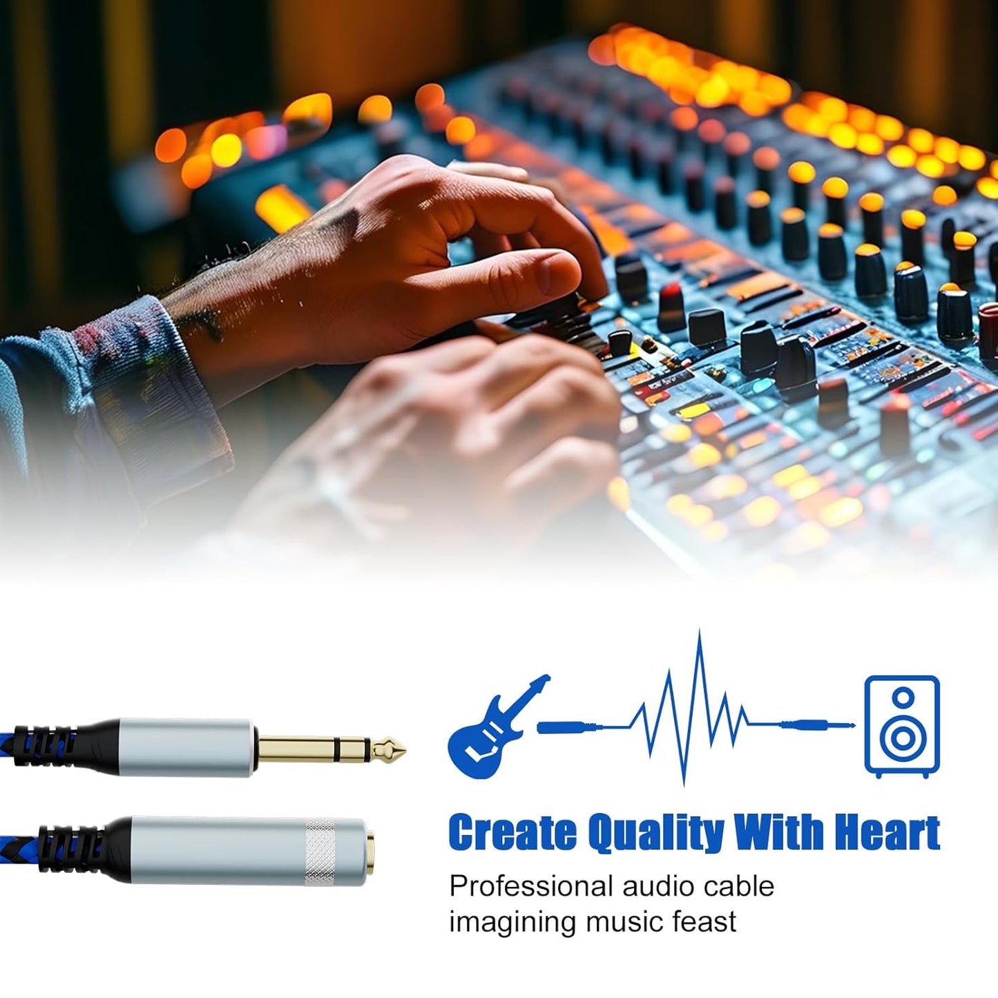 LDKCOK 1/4 inch TRS Extension Cable 10ft, 1/4" Male to Female Stereo Headphone Guitar Cable