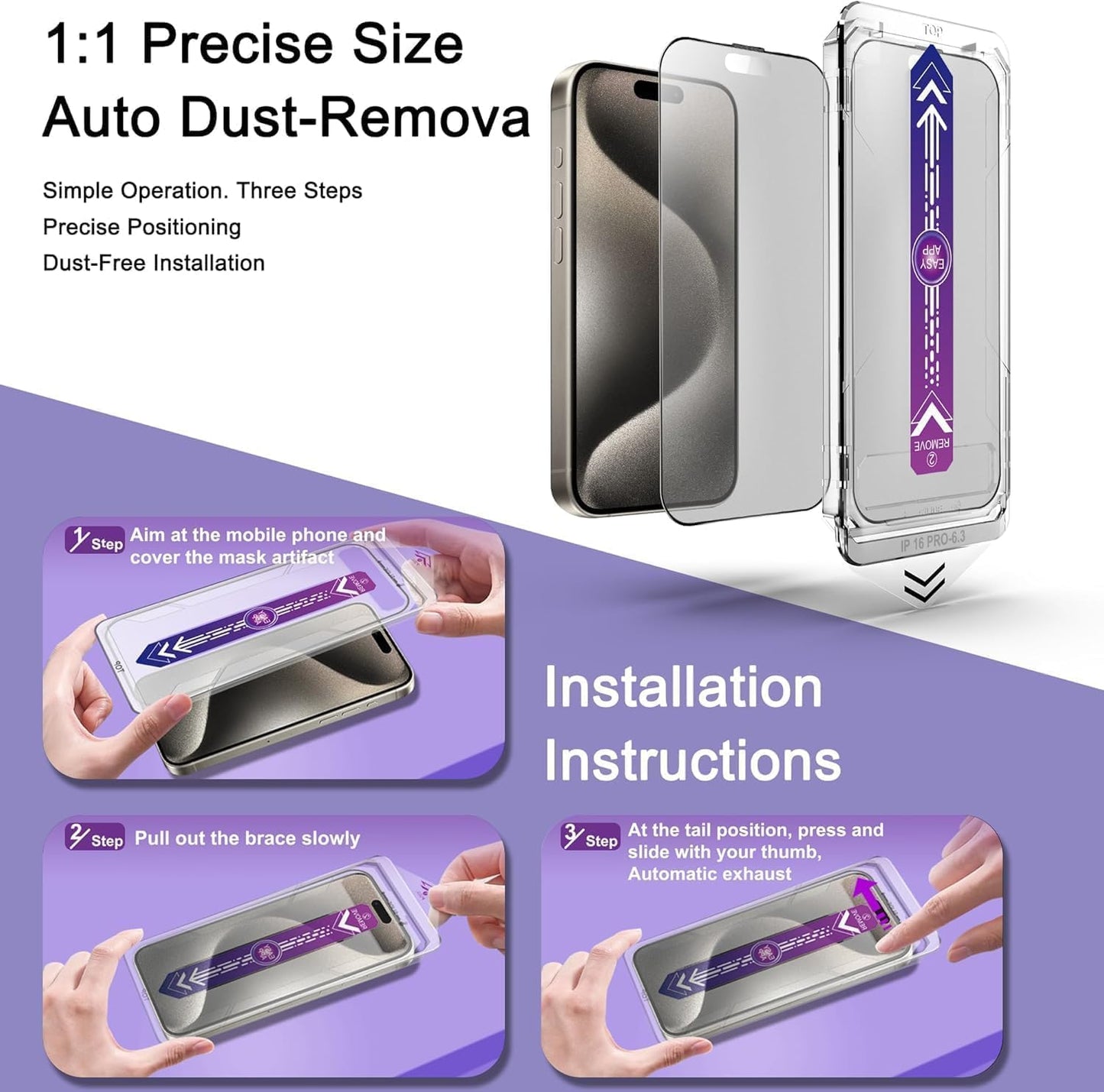 Matte Screen Protector for iPhone Air 6.5-Inch, Auto Dust Removal, 9H Tempered Glass, Full Cover, Anti-Fingerprint, Easy Installation, 2 Pack