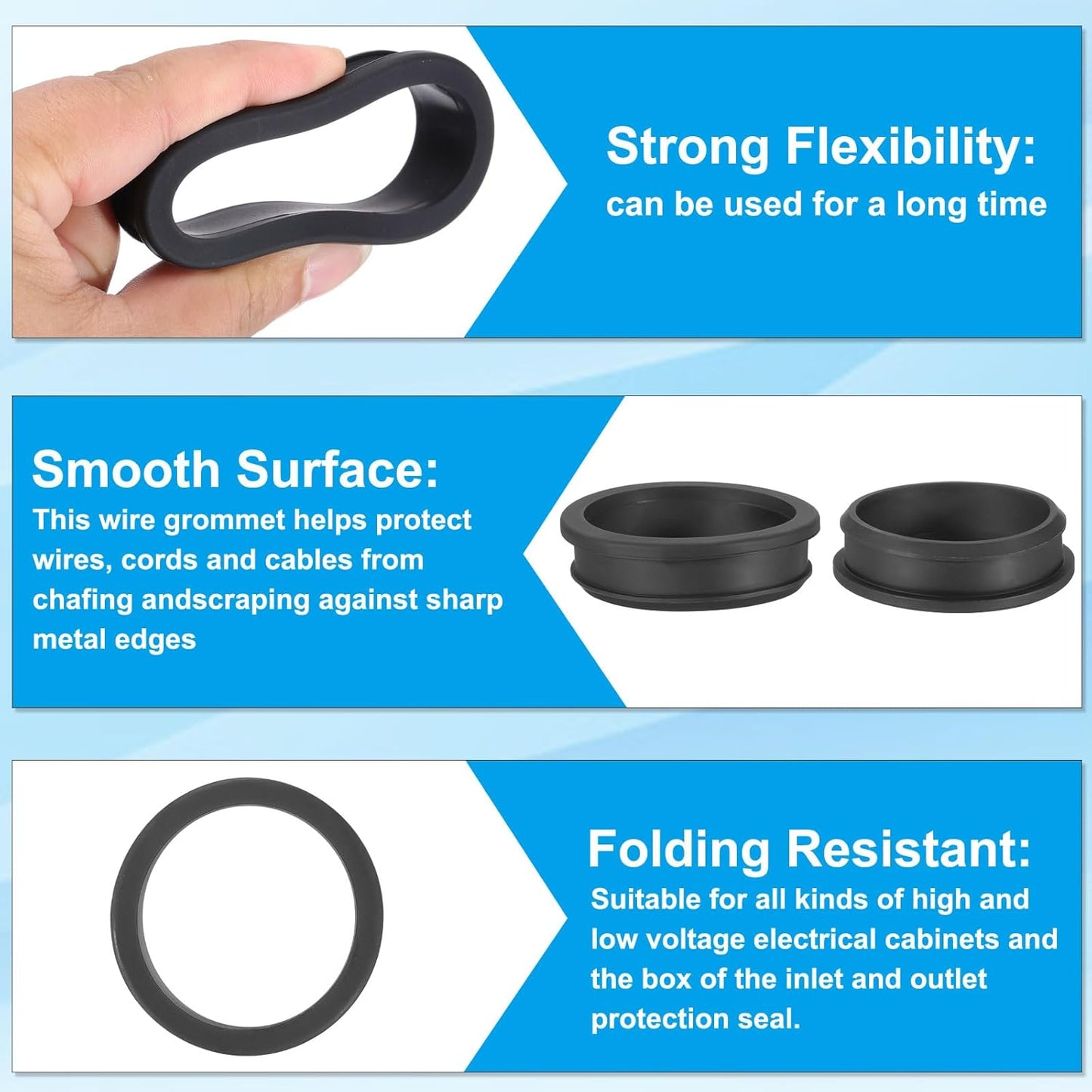 PATIKIL 60.6mm / 2-3/8 Inch Drill Hole,2-1/8 Inch ID Rubber Grommets, 3Pcs Top Hat Grommet for Wiring Eyelet Ring Gasket Automotive Firewall Cable Hole Plugs Wires Protection, Black