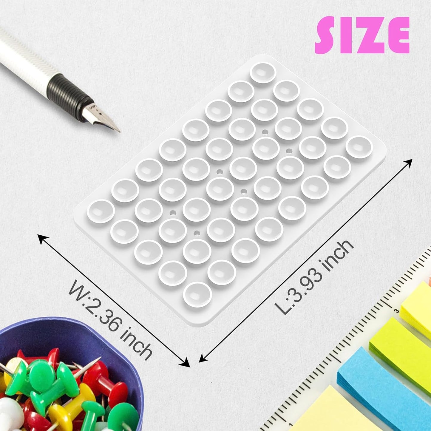 2PACK Silicone Double Sided Suction Phone Case Mount, Detachable Hands Free & Strong Grip Holder for Selfies & Videos, Compatible iPhone Android (White, 2Pack 40 Suction Cups)