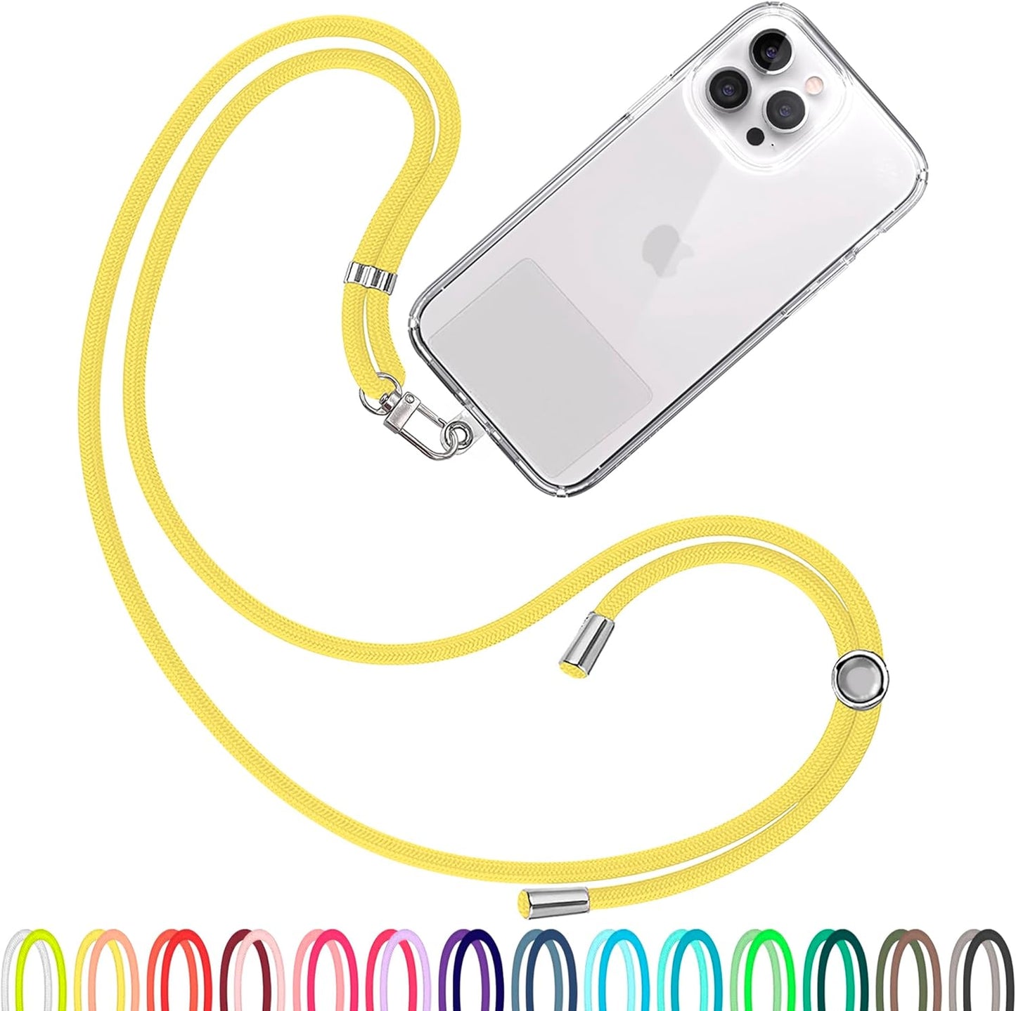 Cell Phone Lanyard [Yellow] - Comfortable Universal Smartphone Lanyard - Easy to Use Neck Phone Holder [Clear Patch] - Adjustable Length Phone Strap Crossbody - Fits All Mobile Phones