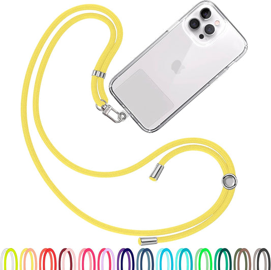 Cell Phone Lanyard [Yellow] - Comfortable Universal Smartphone Lanyard - Easy to Use Neck Phone Holder [Clear Patch] - Adjustable Length Phone Strap Crossbody - Fits All Mobile Phones