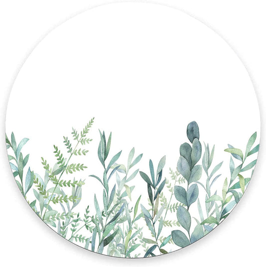 Round Mouse Pad, Green Grass Mouse Pad, Washable Gaming Mousepads with Lycra Cloth, Non-Slip Rubber Base Computer Small Mouse Pads for Wireless Mouse, Leaves