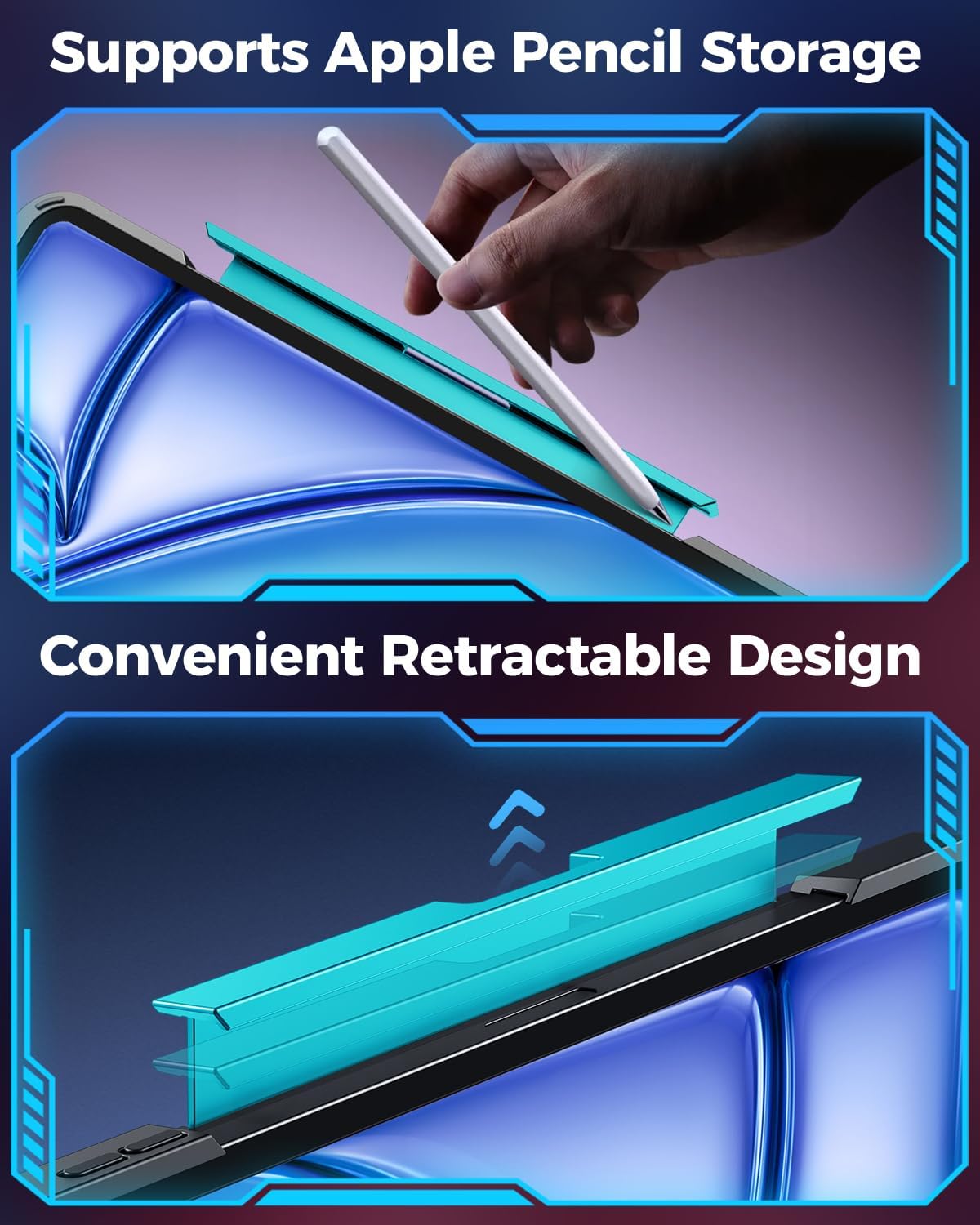 SIEBITU Clear Wireless Keyboard Case for iPad Air 11-inch (M3 2025/M2 2024) & iPad Pro 11-inch 4th 3rd 2nd 1st Gen, 7-Color Backlit with Multi-Touch Trackpad for 10.9" iPad Air 4th/5th Gen, Blue