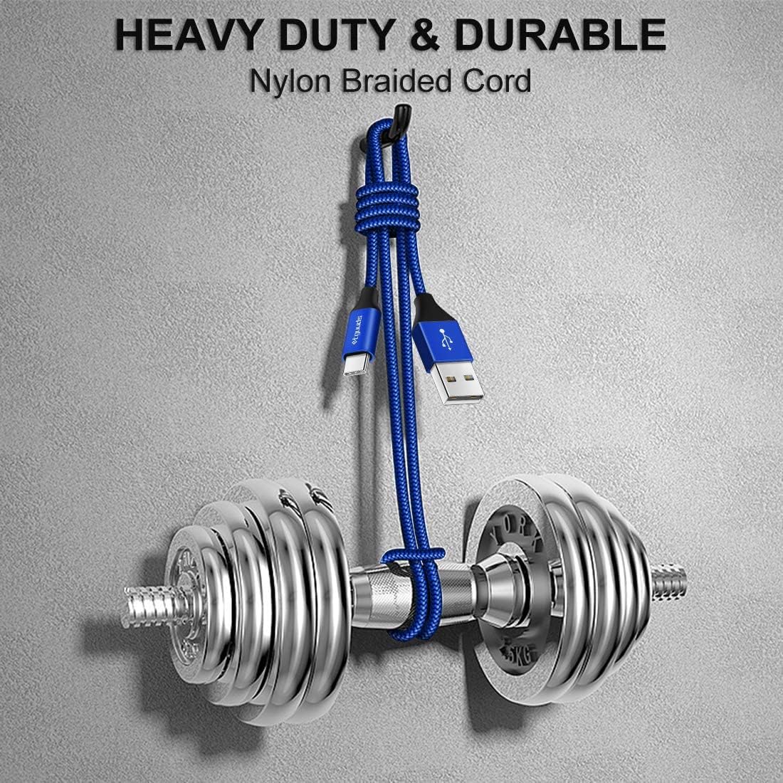 Long USB C Cable [12ft, 2-Pack], etguuds Fast Charging USB A to Type C Charger Cable Braided for Samsung Galaxy S22 S21 S20 Ultra 5G S10 S10E S9 Note 20 10 9, A10e A20 A33 A32 A50 A70, LG, Moto, Pixel