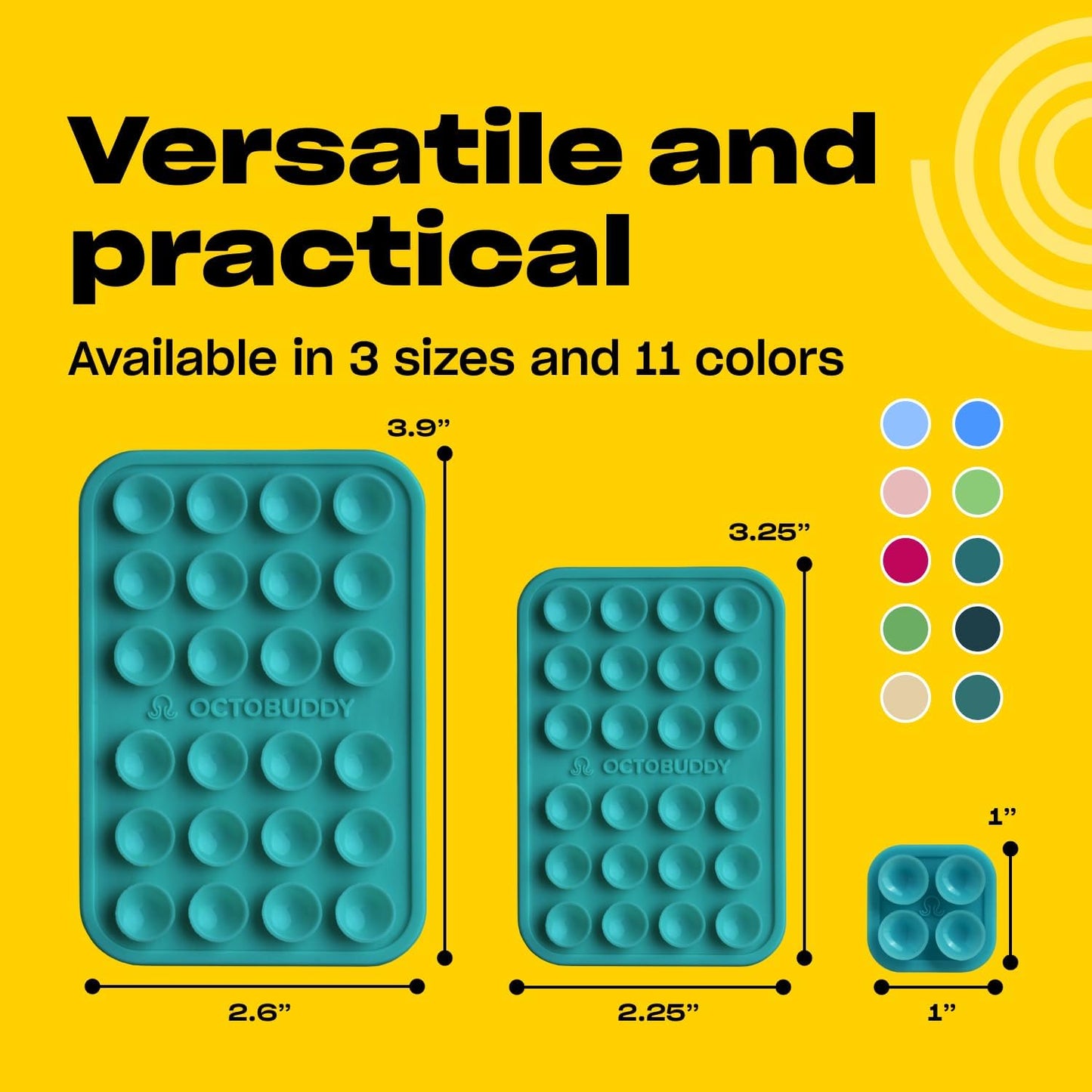 Classic - Silicone Suction Phone Case Adhesive Mount - Hands-Free, Strong Grip Holder for Selfies & Videos - iPhone & Android Compatible - 2.25″ x 3.25″, Turquoise