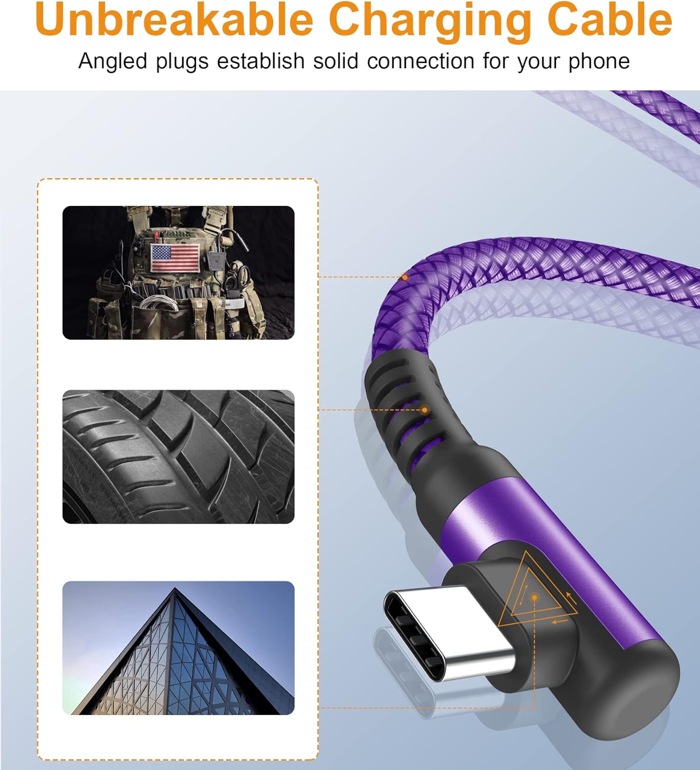 sweguard USB C Cable Right Angle [3Pack, 10FT+6.6FT+3.3FT], USB Type C iPhone 16 Charger Cable Nylon Braided Cord for iPhone 15 16 Pro Max Plus, Samsung Galaxy S25 S24 S23 S22 S21 S10 Note 20 10,Moto