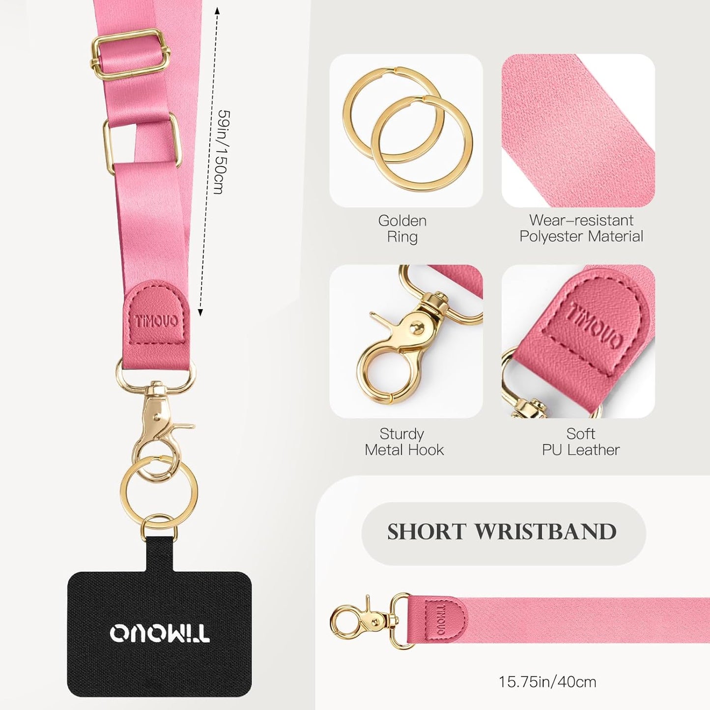 TiMOVO Phone Lanyard Crossbody Wrist Strap, Adjustable Anti-Theft Strap for Smartphone Case