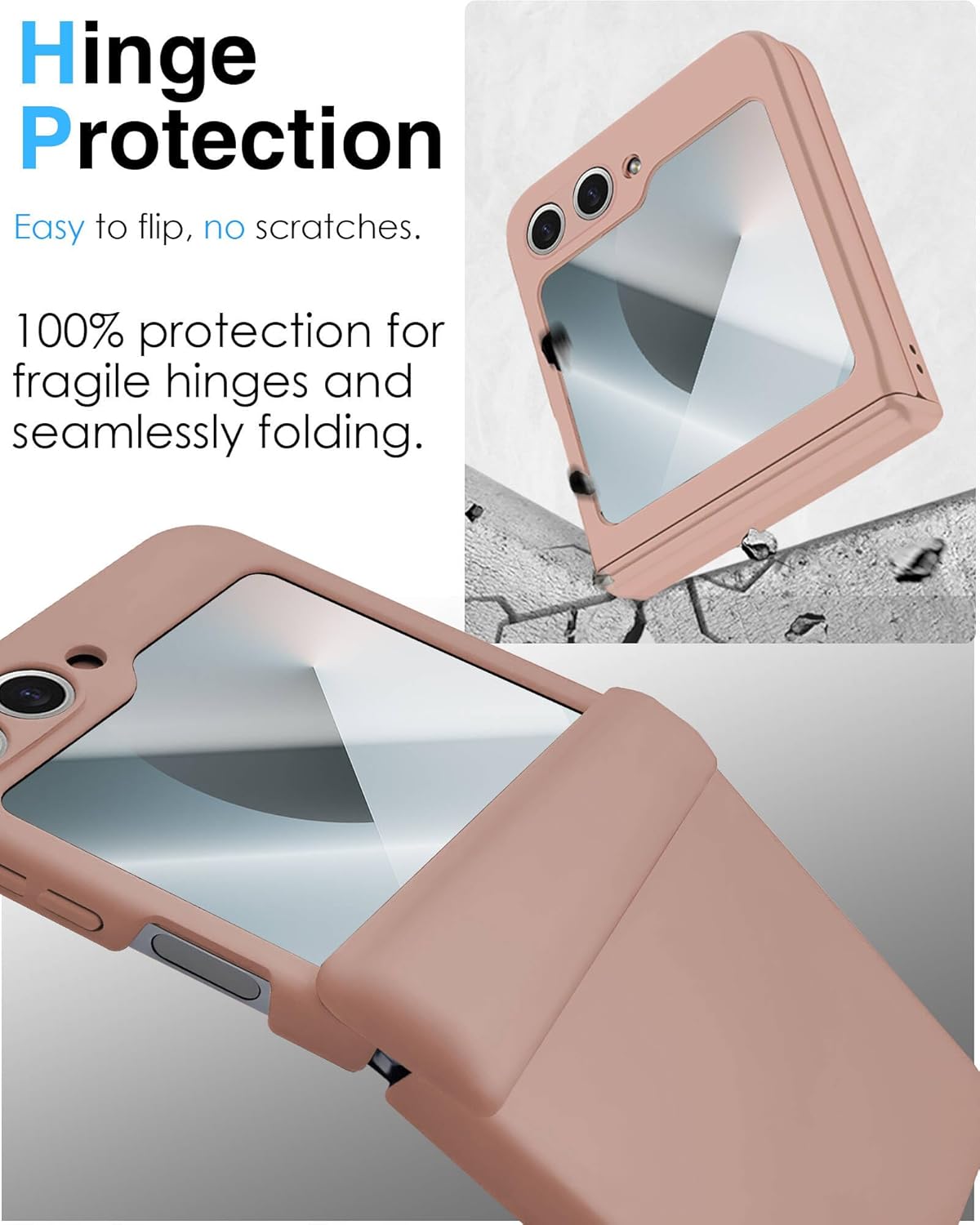 STORMTAL for Samsung Galaxy Z Flip 6 Case/Z Flip 7 FE Case, Hinge Protection, Built-in Screen Protector, Wireless Charging, Slim Rugged Phone Protective Case for Galaxy Z Flip 6 Pink