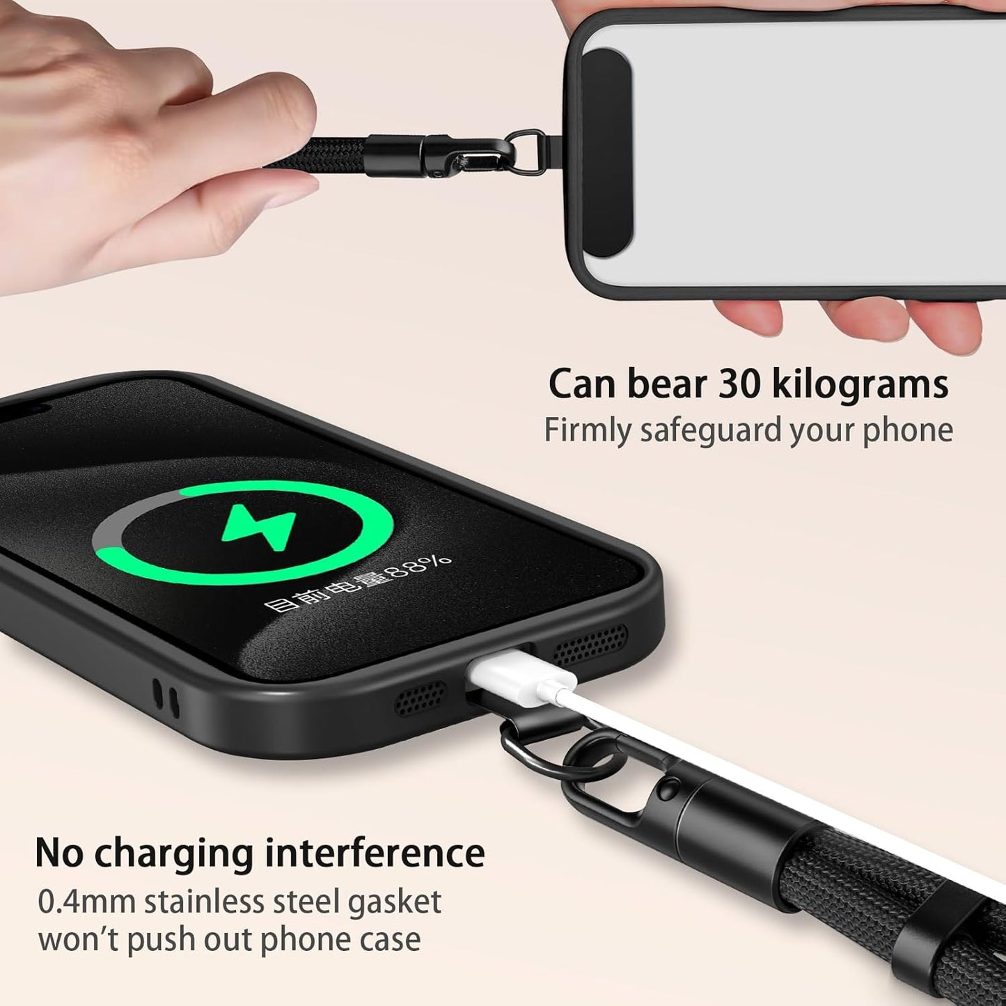 Phone Lanyard 2 Pcs - 1 Phone Wrist Strap, 1 Adjustable Crossbody Cell Phone Lanyard, 2 Metal Pads and 360° Rotating Metal Clips - Skin-Friendly, Universal for Most Phones (Dark Purple)