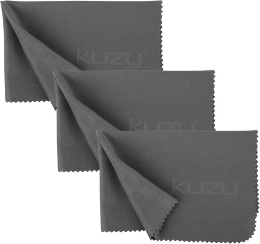 Kuzy 3 Pack Premium Microfiber Cleaning Cloth - MacBook Screen Cleaner Keyboard Cover Imprint Protection Accessories - Laptop Screen Cleaner Cloth - Eyeglass Lens Glasses Cleaner, 3 Pack - Gray