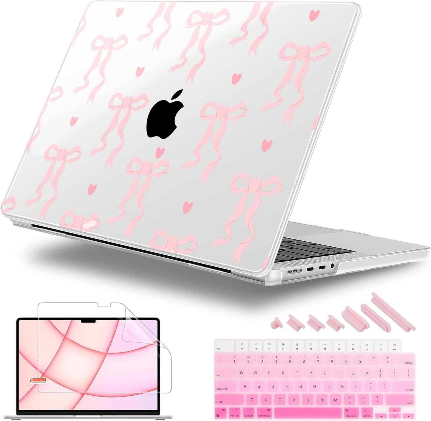 for MacBook Pro 16 inch Case 2021 2022 2023 2024 Release A3186 A3403 M4 A2991 M3 A2780 M2 A2485 M1 Pro/Max, Hard Shell Case with Screen Protector & Keyboard Cover, Bow