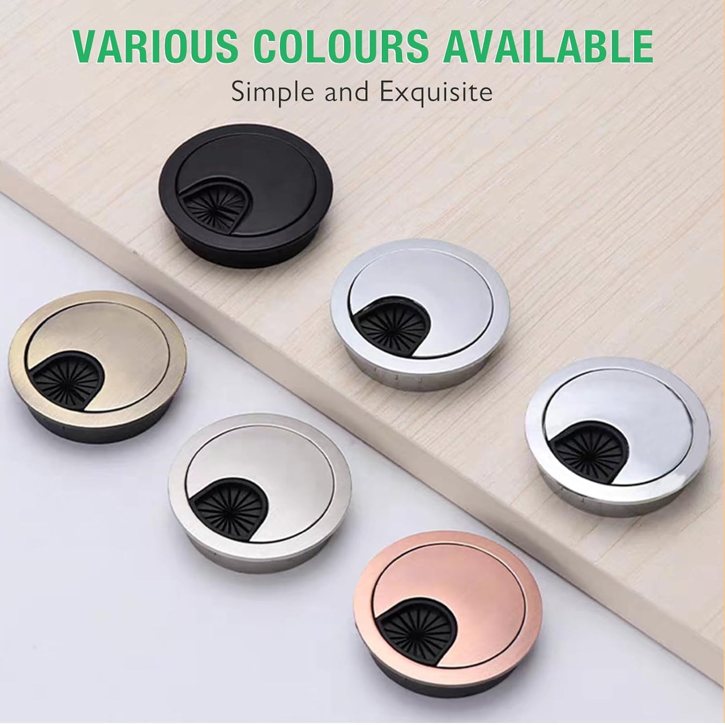 1 Pcs Desk Grommet 3-1/8" / 80 mm, Desk Cord Hole Cover, Cable Grommet Metal Zinc Alloy Materilal, Desk Hole Grommet for Home & Office Pc, Detachable Cable Cord Organizer-Flat Black