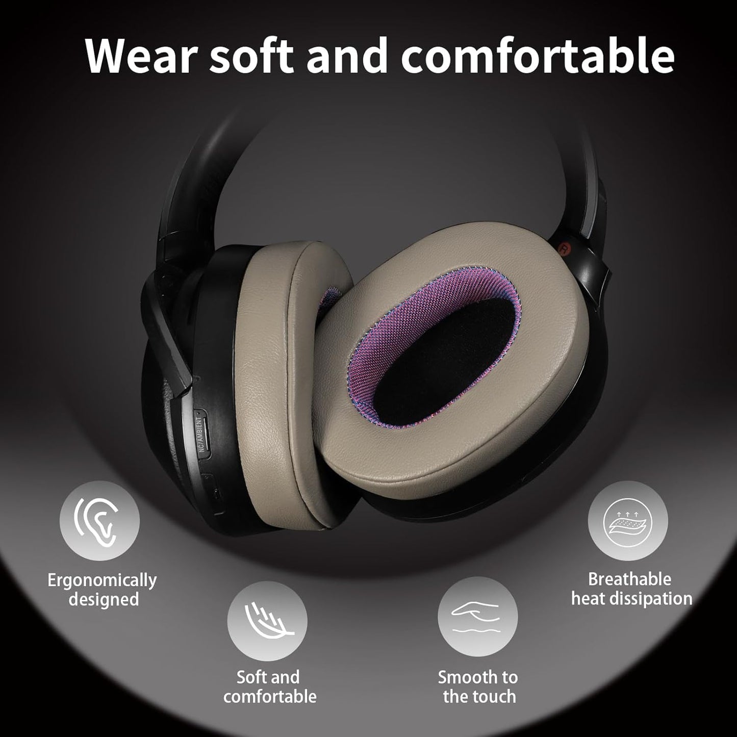 Sheepskin Replacement Earpads for WH-1000XM2/MDR-1000X - Gold/Purple