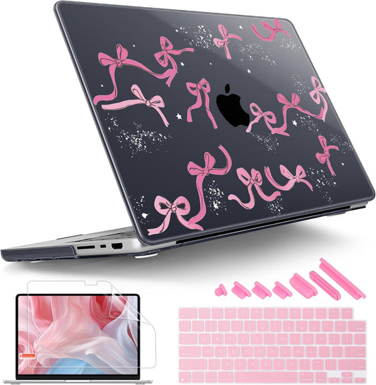 Tuiklol for MacBook Pro 14 Inch Case 2024-2021 Release M4 A3112 A3401 A3185/M3 A2918 A2992/M2 A2779/M1 A2442 Pro/Max,Hard Shell Case with Keyboard Cover & Screen Protector for Touch ID,Bow-2
