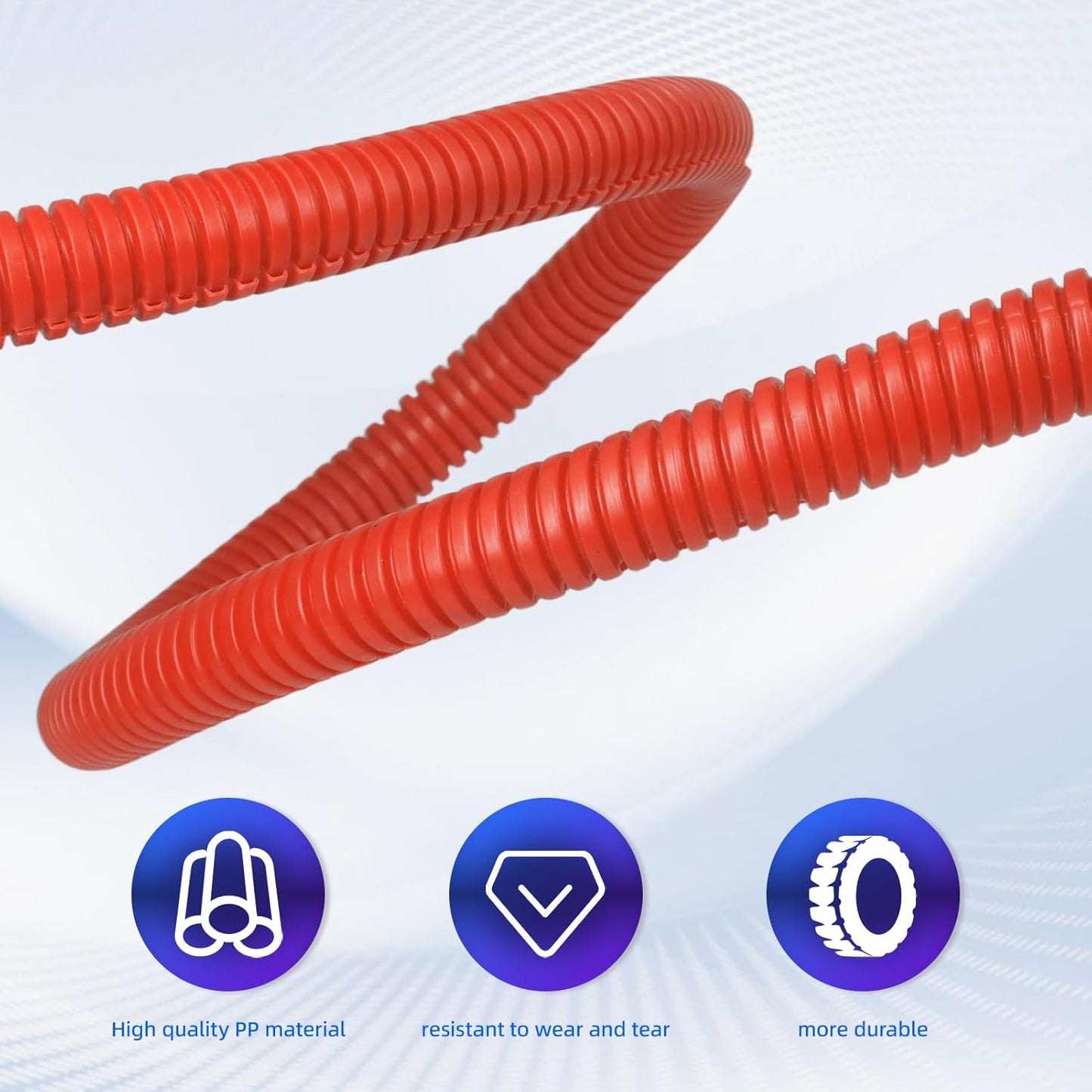 Split Wire Loom Tubing, 10,25ft Cord Protectors from Pets No Chew, Flexible Wire Covers Cord Protectors, Protective Split Cable Sleeve for Automotive Home Industrial Wires(Red, 0.98inch-25ft)