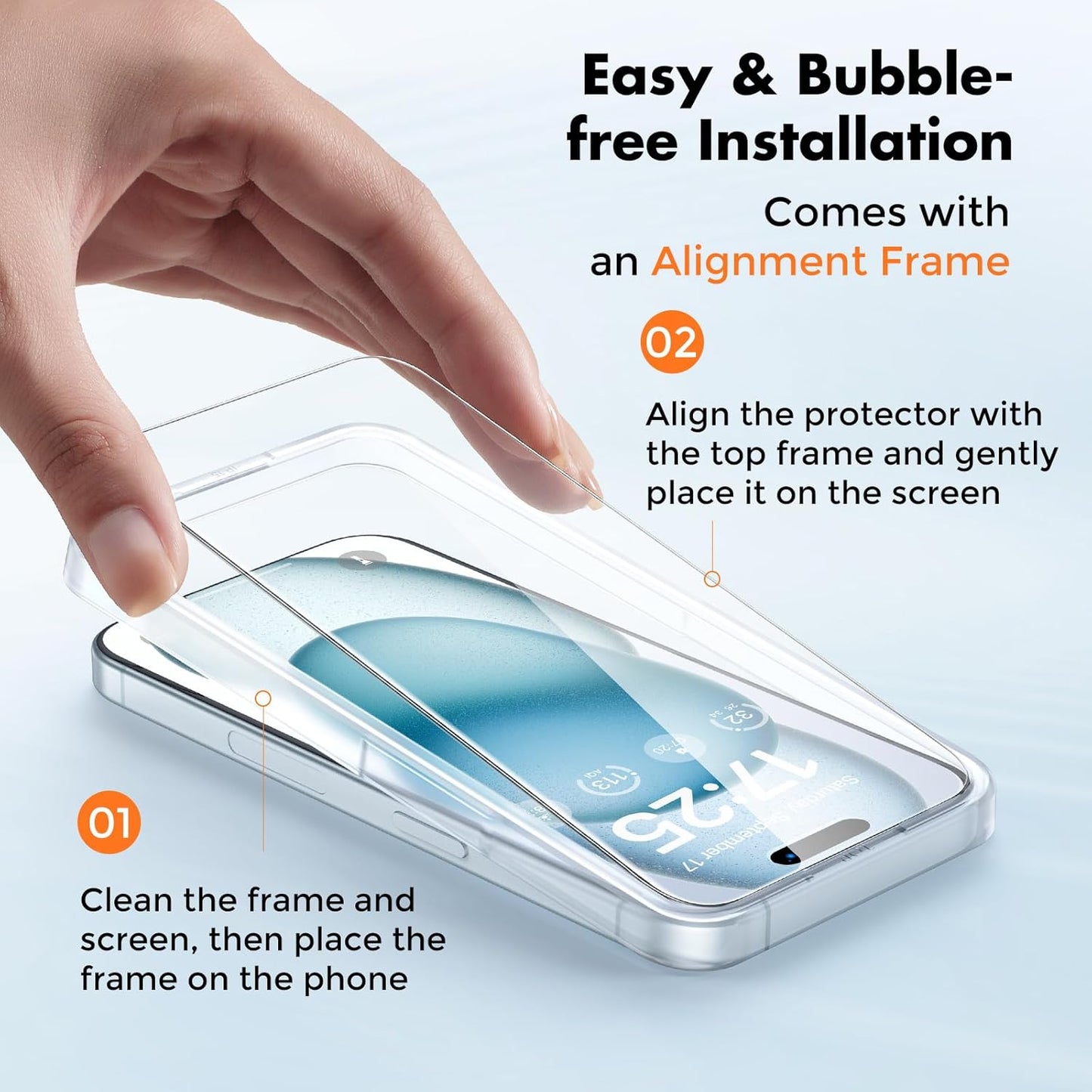 UNBREAKcable 2-Pack Screen Protector for iPhone 16 Plus, Double Shatterproof Tempered Glass [Easy Installation Frame] [9H Hardness] [99.99% HD Clear] [Case Friendly] for iPhone 6.7 inch