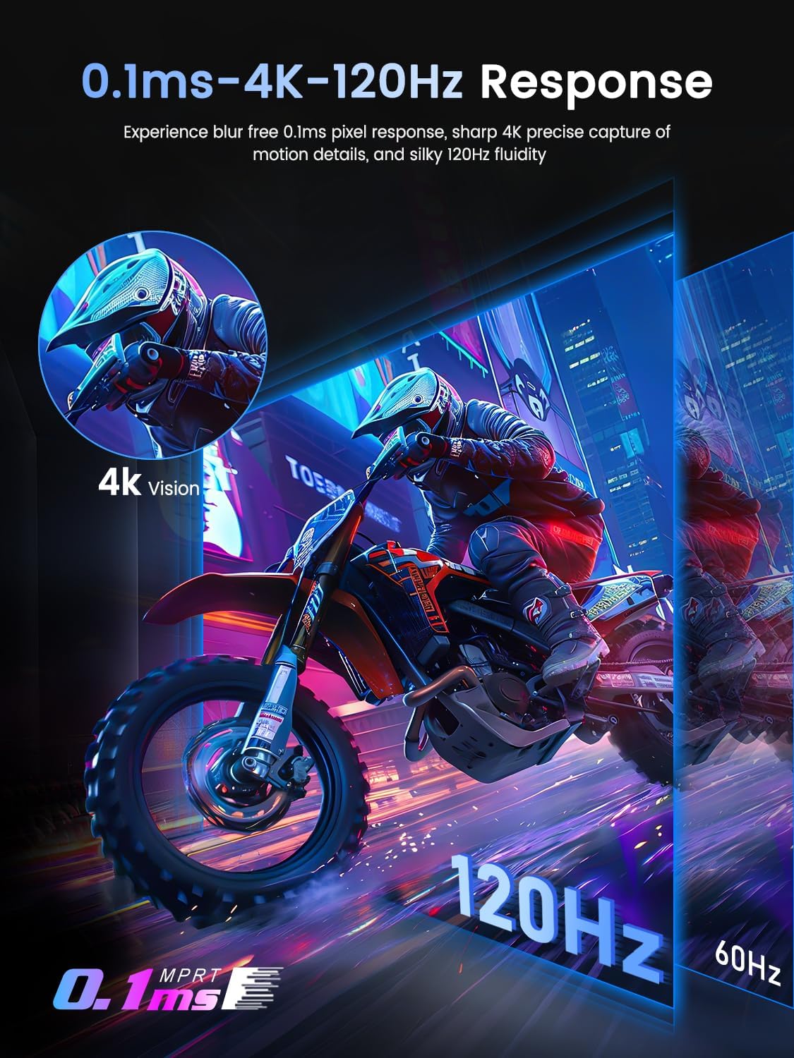 UPERFECT Portable Monitor 4K 120HZ QLED 17.3" | 0.1ms Gaming Monitor, 500 Nits | 3840 * 2160 UHD |100% DCI-P3 | USB-C & HDMI | VESA & Kickstand | Travel Screen for Laptop, Computer, Game Consoles