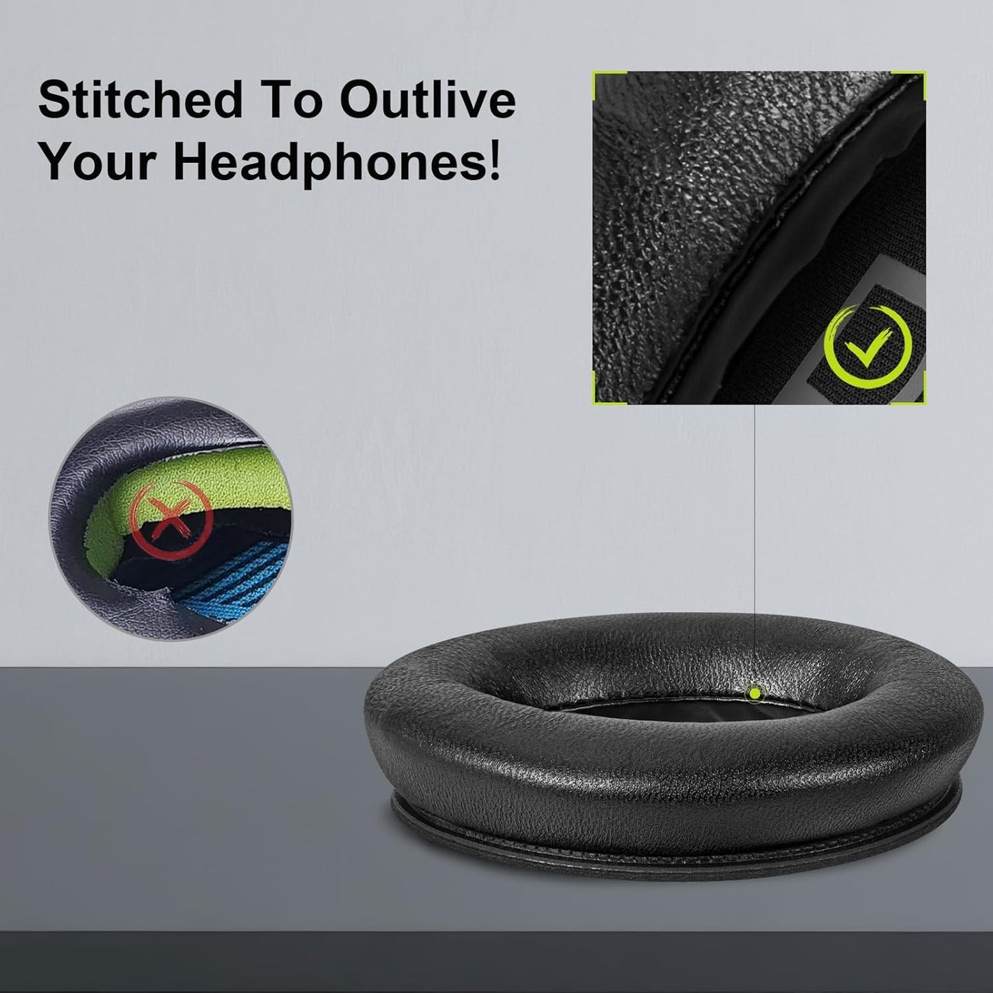 Aurivor Replacement Ear-Pads Cushions for Bose QuietComfort 45 35 35ii (QC-45 QC-35 QC-35 ii), Genuine Lambskin Ear Covers Compatible with QuietComfort SE (QC SE)/ New QuietComfort Headphones (Black)