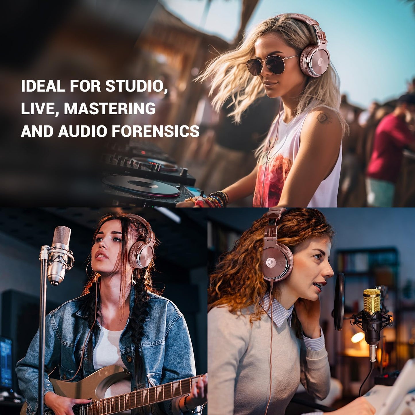 OneOdio Wired Over Ear Headphones Studio Monitor & Mixing DJ Stereo Headsets with 50mm Neodymium Drivers and 1/4 to 3.5mm Jack for AMP Computer Recording Podcast Keyboard Guitar Laptop - Pink