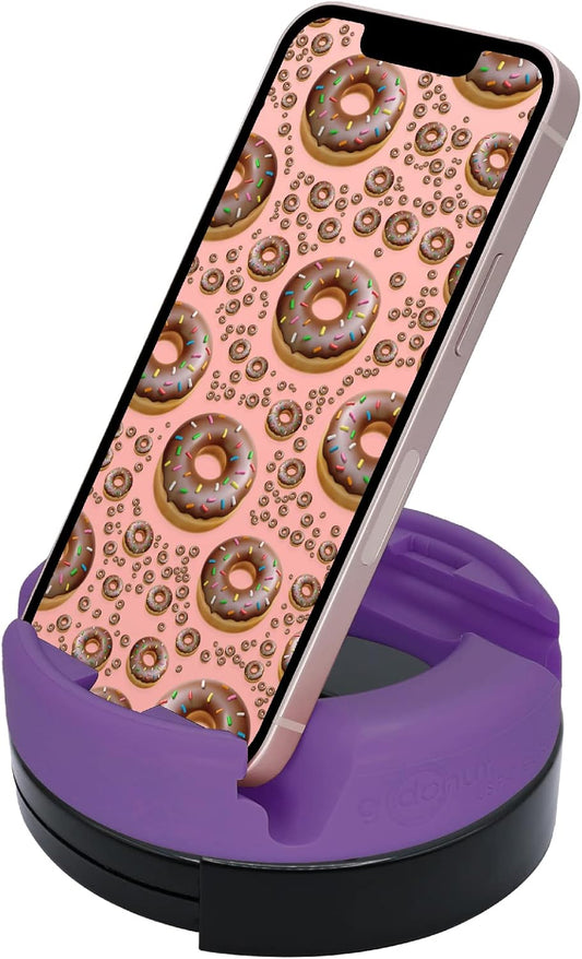GoDonut – Phone Stand 360 Swivel – Cell Phone Holder + iPad Stand Desk Organizer - Compatible with Tablet, iPhone, Kindle & Most Smartphones – Purple