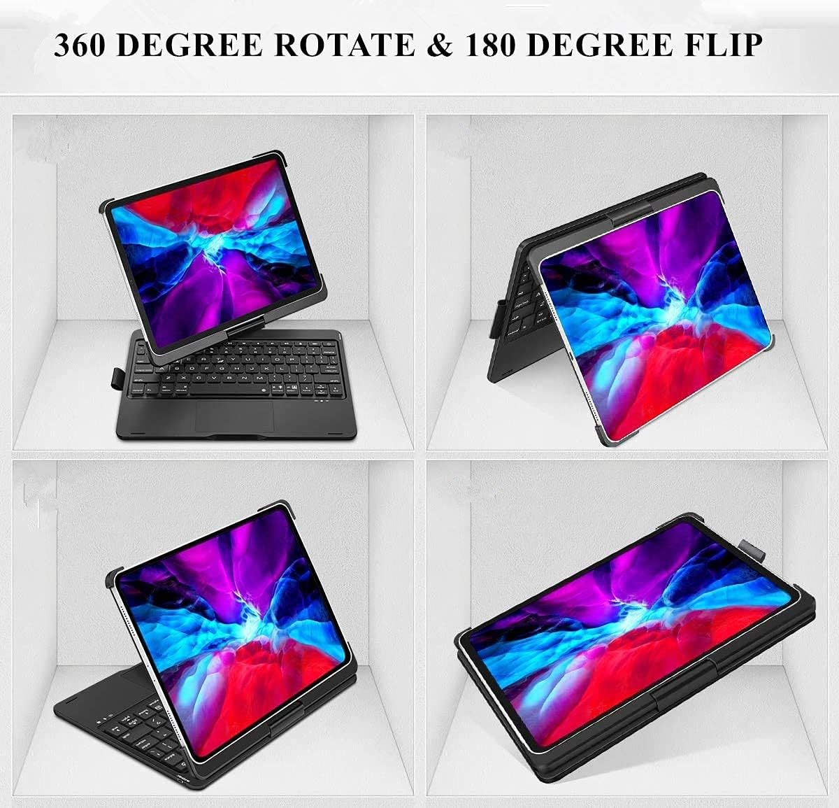 Keyboard case for iPad Mini 7 A17 Pro/Mini 6 Rotating,Touchpad Keyboard Case for iPad Mini 7th/6th Generation 8.3-inch with Trackpad Backlight Rotatable, Rose Gold