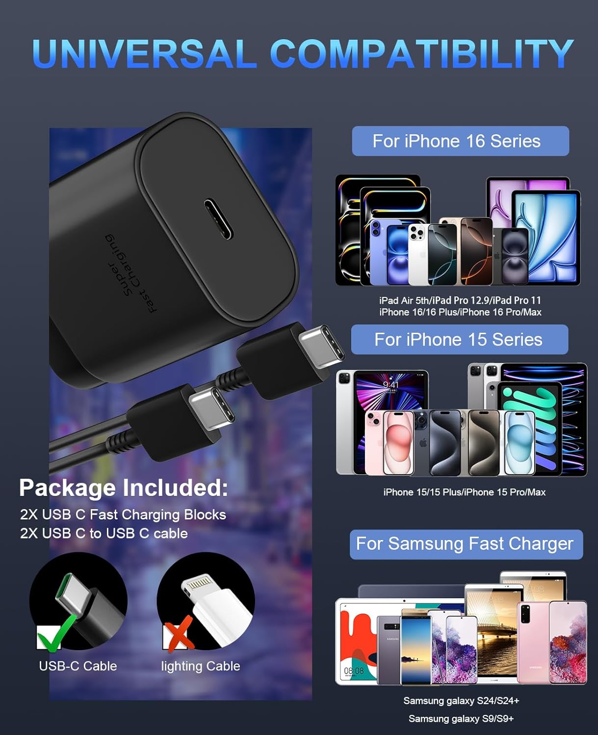 Phone 16 15 Charger Fast Charging,30W USB C Wall Charger Phone 16 15 Pro Max Chargers Block &10FT Long USB C Cable Cord for Phones 16 15/16 15 Pro Max/16 15 Pro/15 Plus/pad12.9 Galaxy S24 Ultra Plus